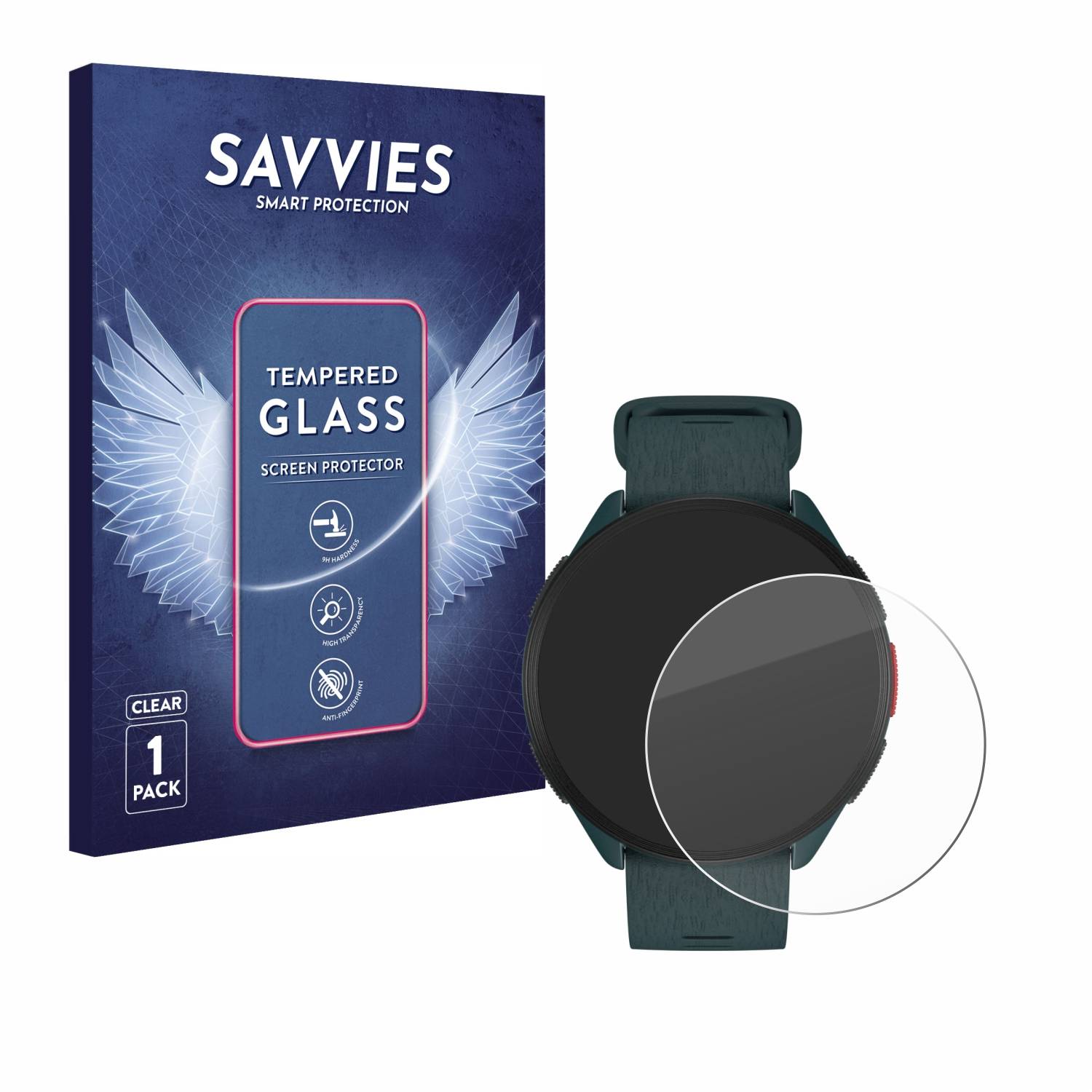 Savvies Schutzglas für Polar Pacer Echtglas 9H-Härte klar