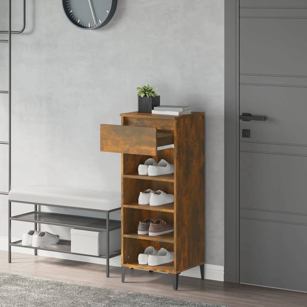 vidaXL Schuhregal Räuchereiche 40x36x105 cm Holzwerkstoff
