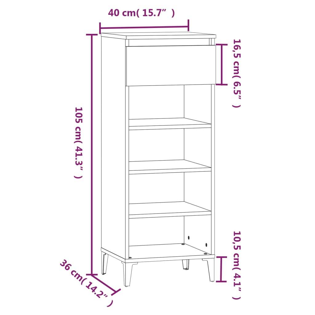 vidaXL Schuhregal Räuchereiche 40x36x105 cm Holzwerkstoff