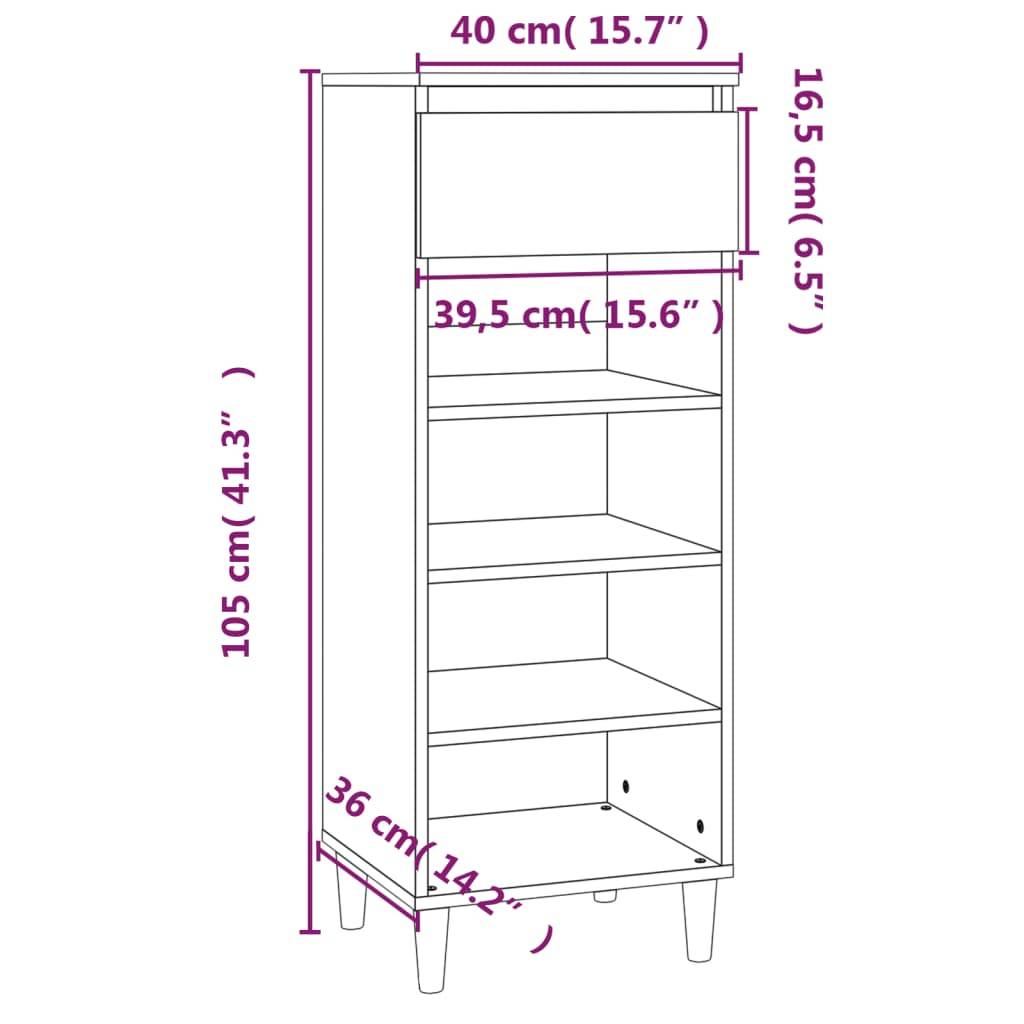 vidaXL Schuhschrank Weiß 40x36x105 cm Holzwerkstoff