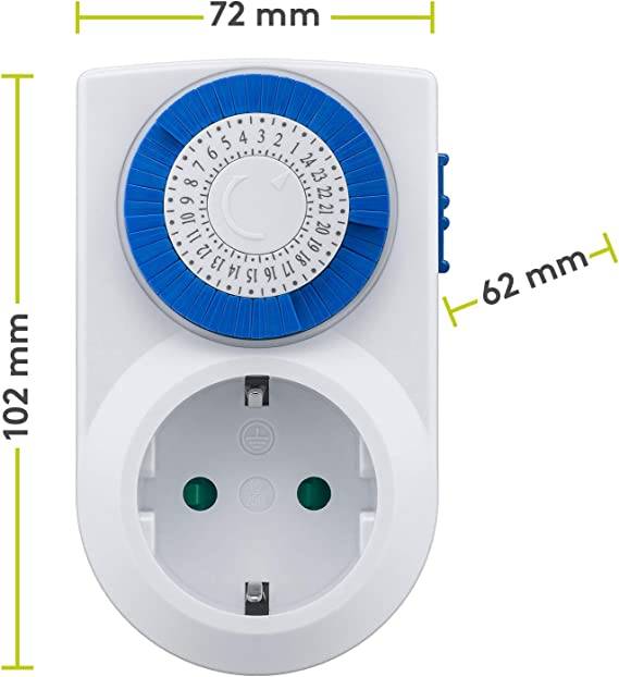 Goobay 59038 Analoge Zeitschaltuhr 3500W / Mechanische Schaltuhr für Steckdose / 30 Min Takt / Schalter für Dauerbetrieb