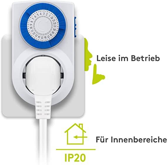 Goobay 59038 Analoge Zeitschaltuhr 3500W / Mechanische Schaltuhr für Steckdose / 30 Min Takt / Schalter für Dauerbetrieb