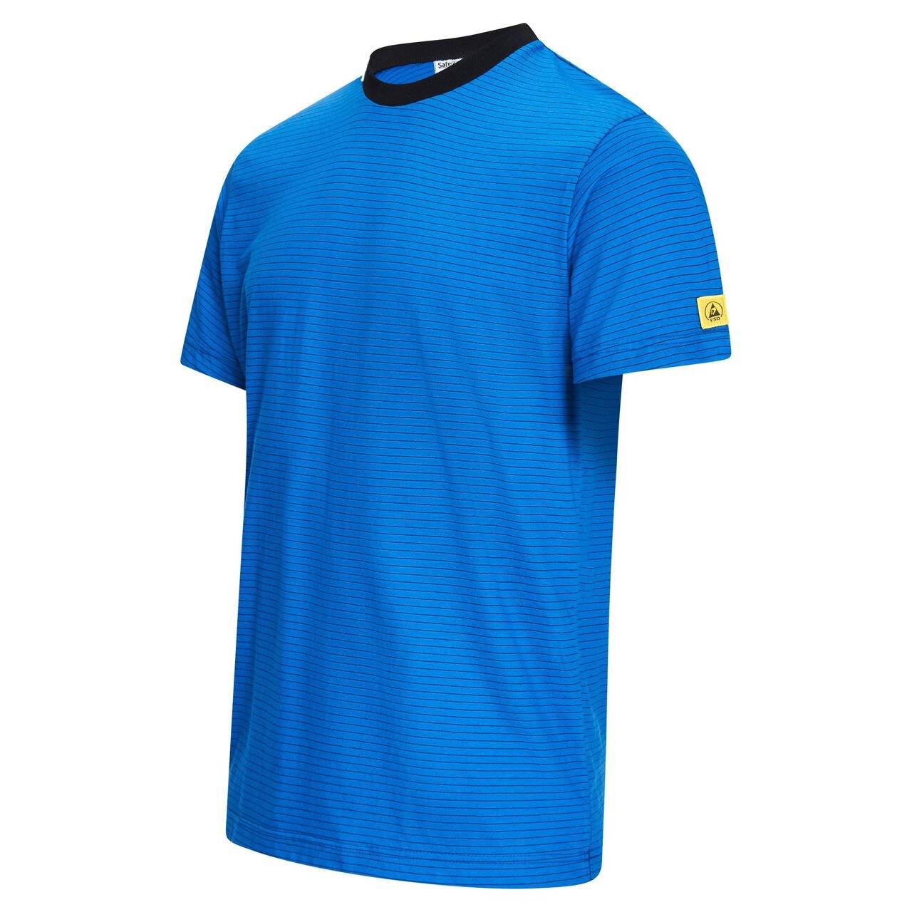 ESD-T-Shirt mit schwarzem Kragen, rundhals, 150g/m², royalblau, XXL