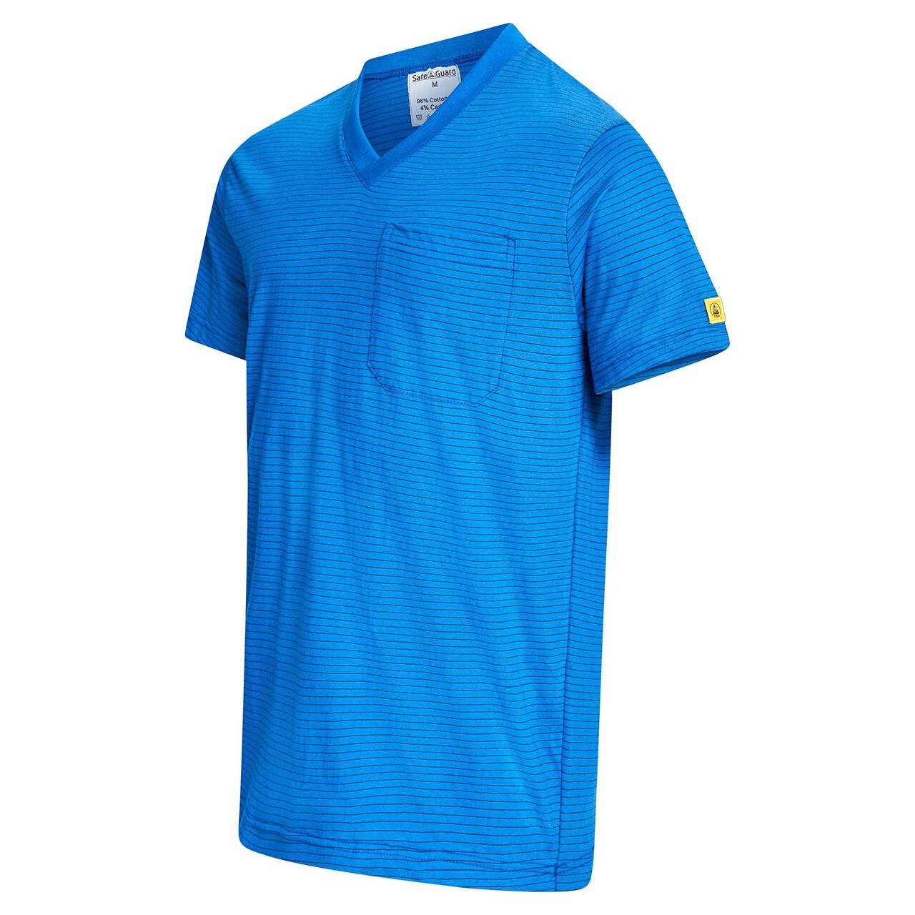 ESD-T-Shirt mit Brusttasche, V-Ausschnitt, 150g/m², royalblau, M