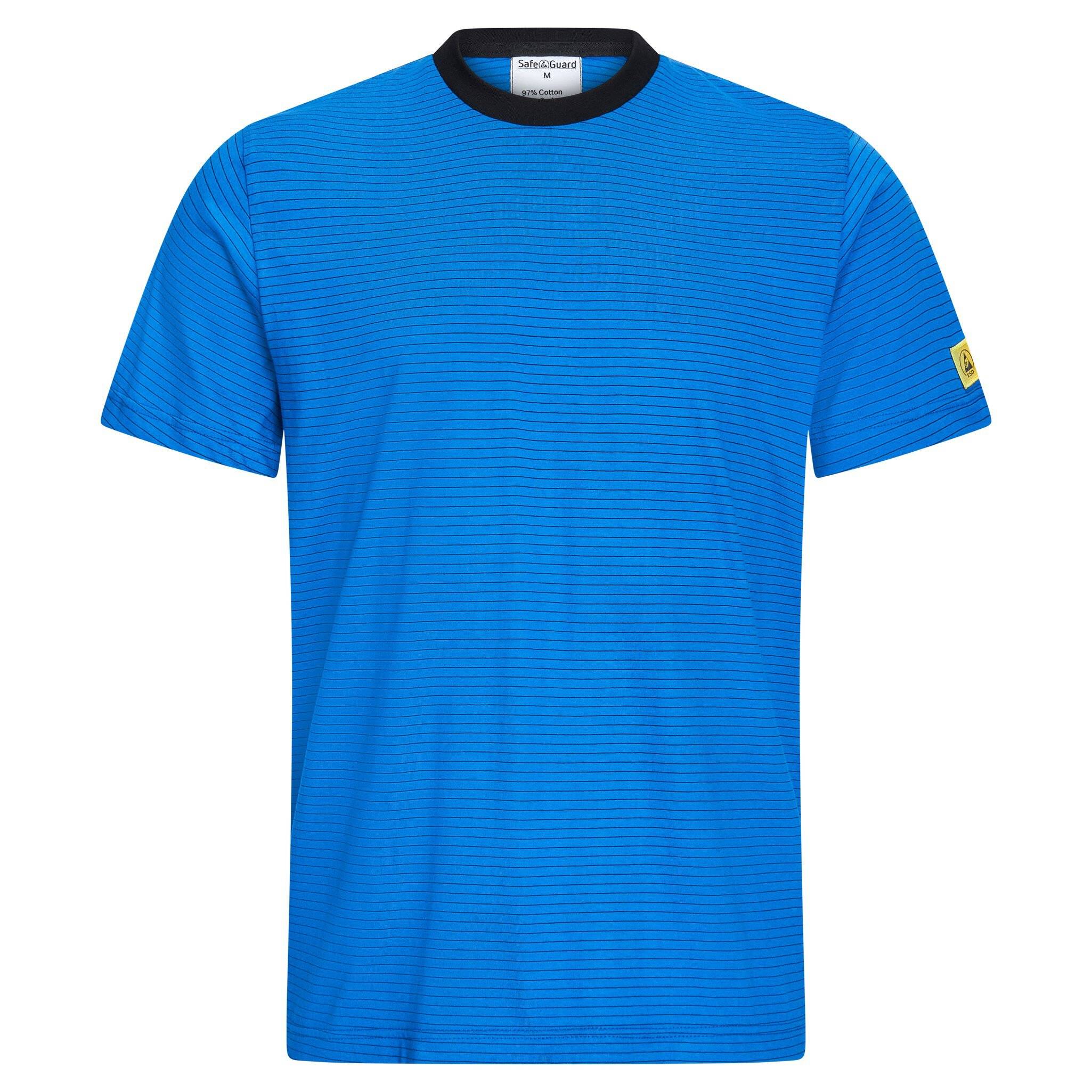 ESD-T-Shirt mit schwarzem Kragen, rundhals, 150g/m², royalblau, M