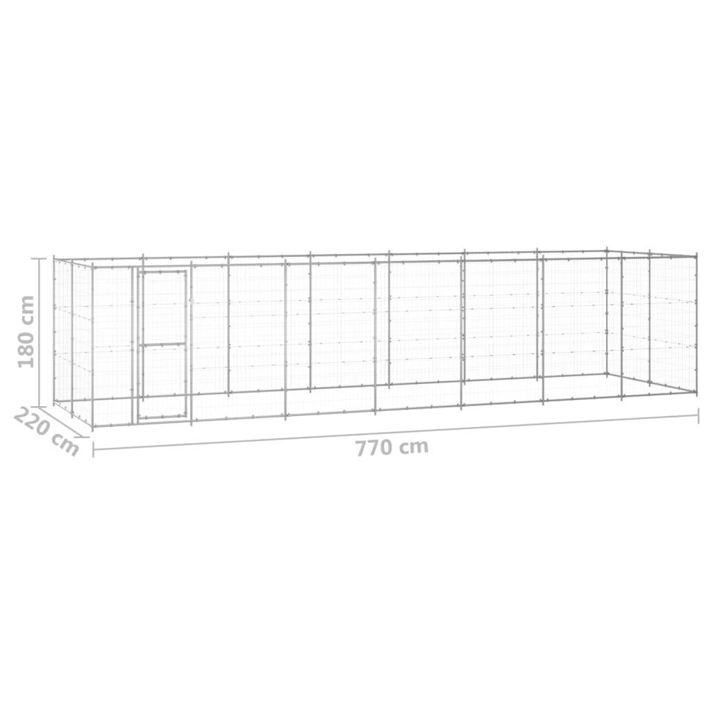 vidaXL Outdoor-Hundezwinger Verzinkter Stahl 16,94 m²