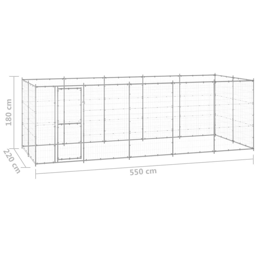 vidaXL Outdoor-Hundezwinger Verzinkter Stahl 12,1 m²
