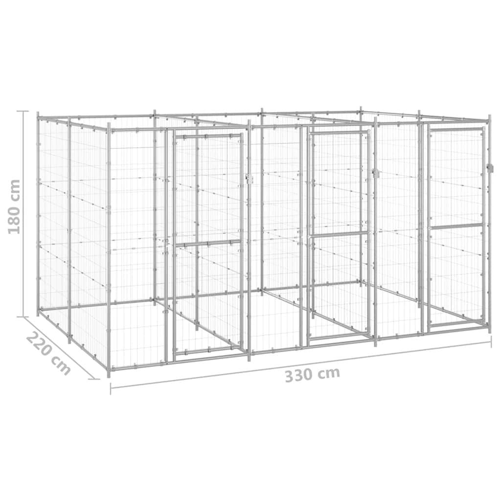 vidaXL Outdoor-Hundezwinger Verzinkter Stahl 7,26 m²
