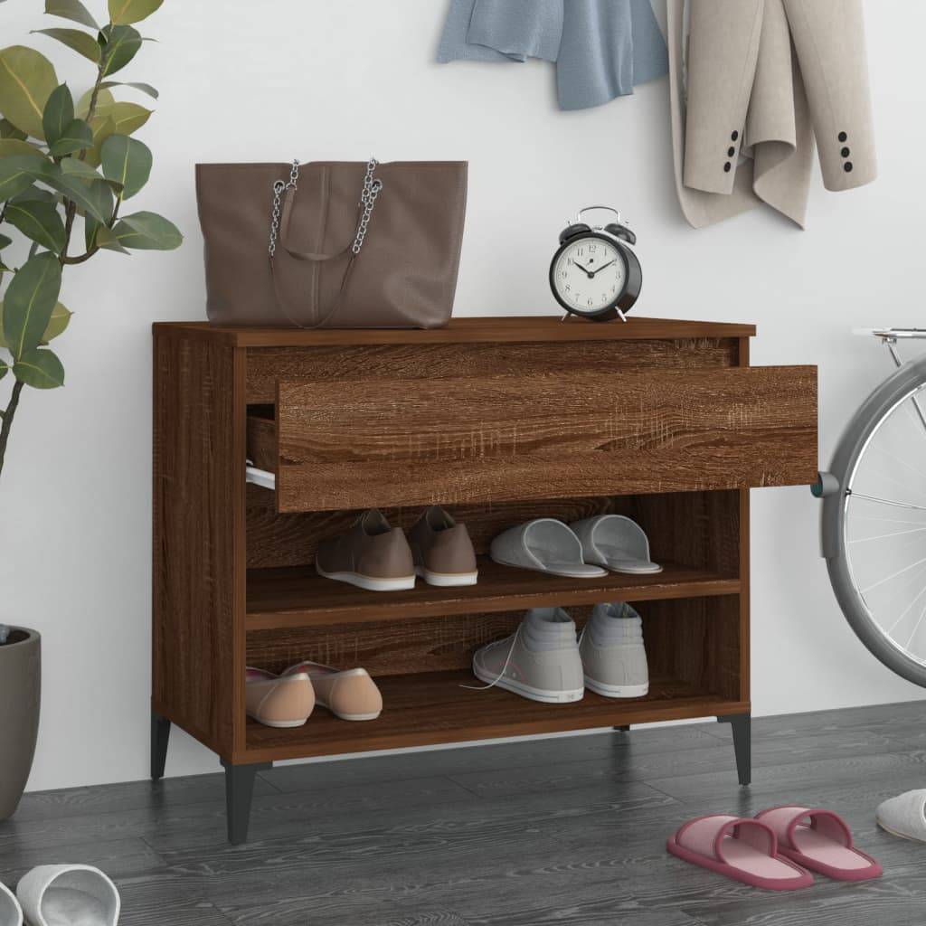 vidaXL Schuhregal Räuchereiche 70x36x60 cm Holzwerkstoff