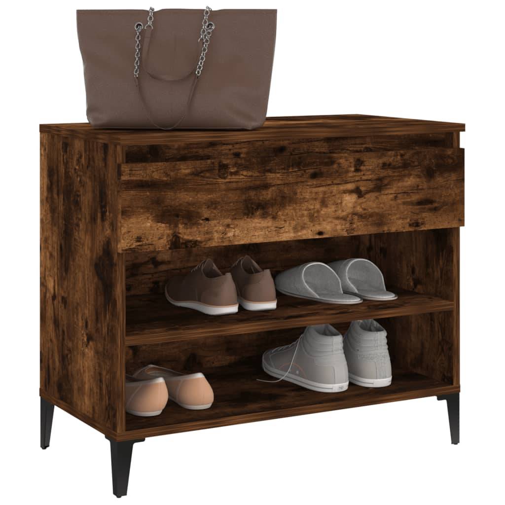 vidaXL Schuhregal Räuchereiche 70x36x60 cm Holzwerkstoff