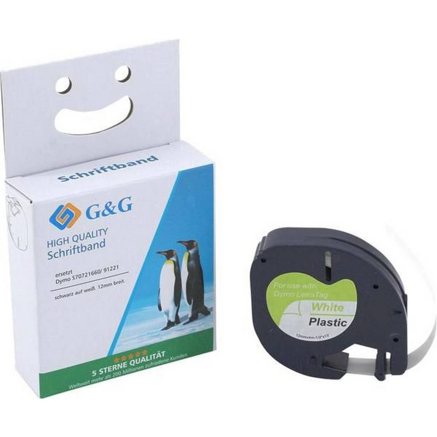 Schriftband BT-91221 ersetzt Dymo S0721660/ 91221 12 mm x 4m schwarz
