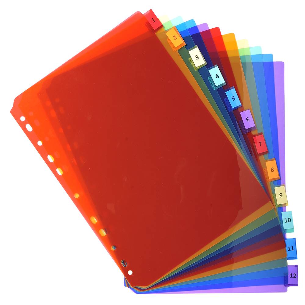 Exacompta 10x Register PP transluzent 200µ, 12-teilig, für DIN A4 - 3912E
