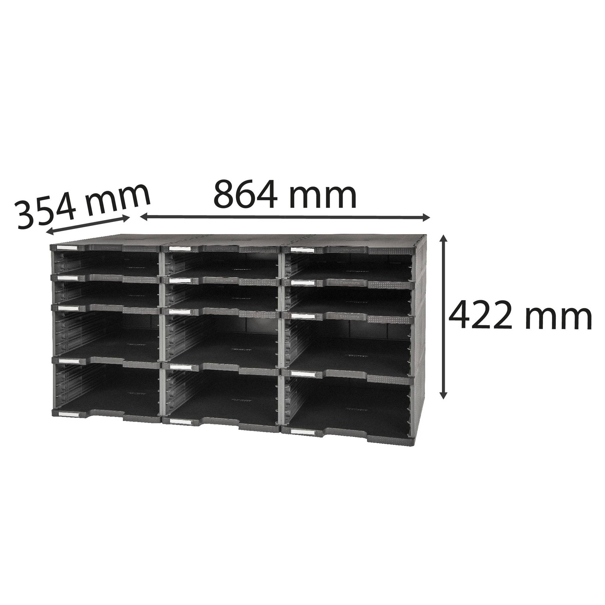 Exacompta MODULODOC, 12 Fächer ohne Schubladen, EcoBlack - Dunkelgrau - 385714D