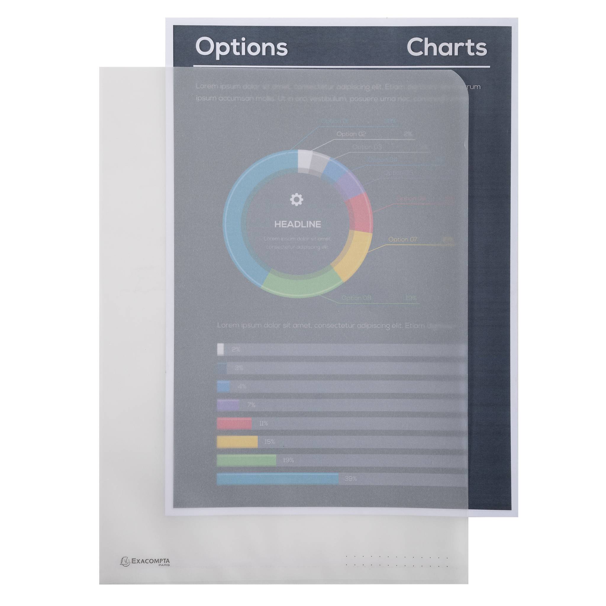 Exacompta 10x Pack 50 Aktensichthüllen A4 Papier 110g/m2 Transparent weiß 50850E