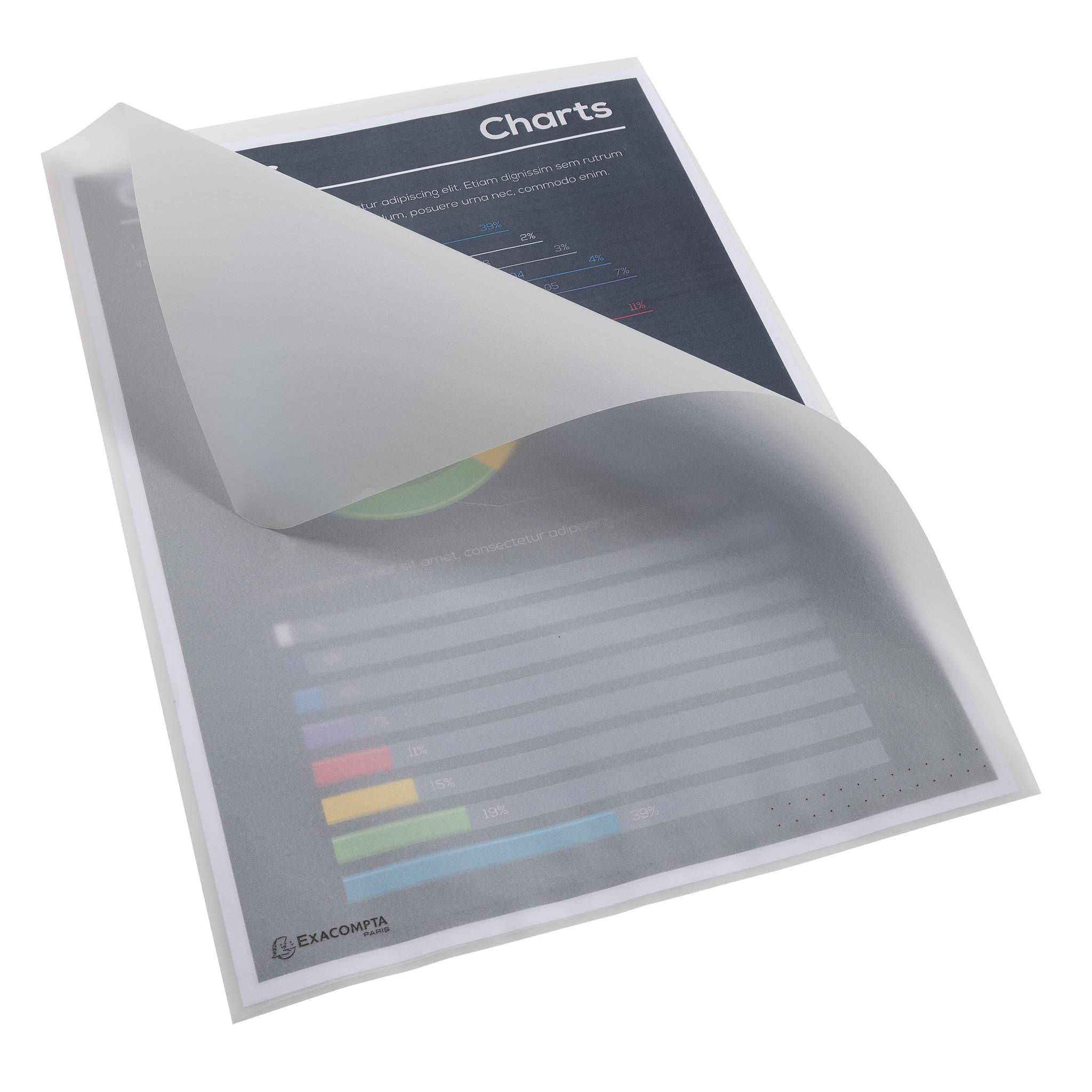 Exacompta 10x Pack 50 Aktensichthüllen A4 Papier 110g/m2 Transparent weiß 50850E