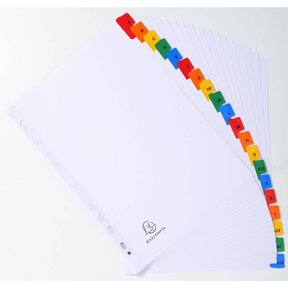 Exacompta 10x Register numerisch Karton 160g/qm 20 Taben A-Z A4 Weiß 1111E