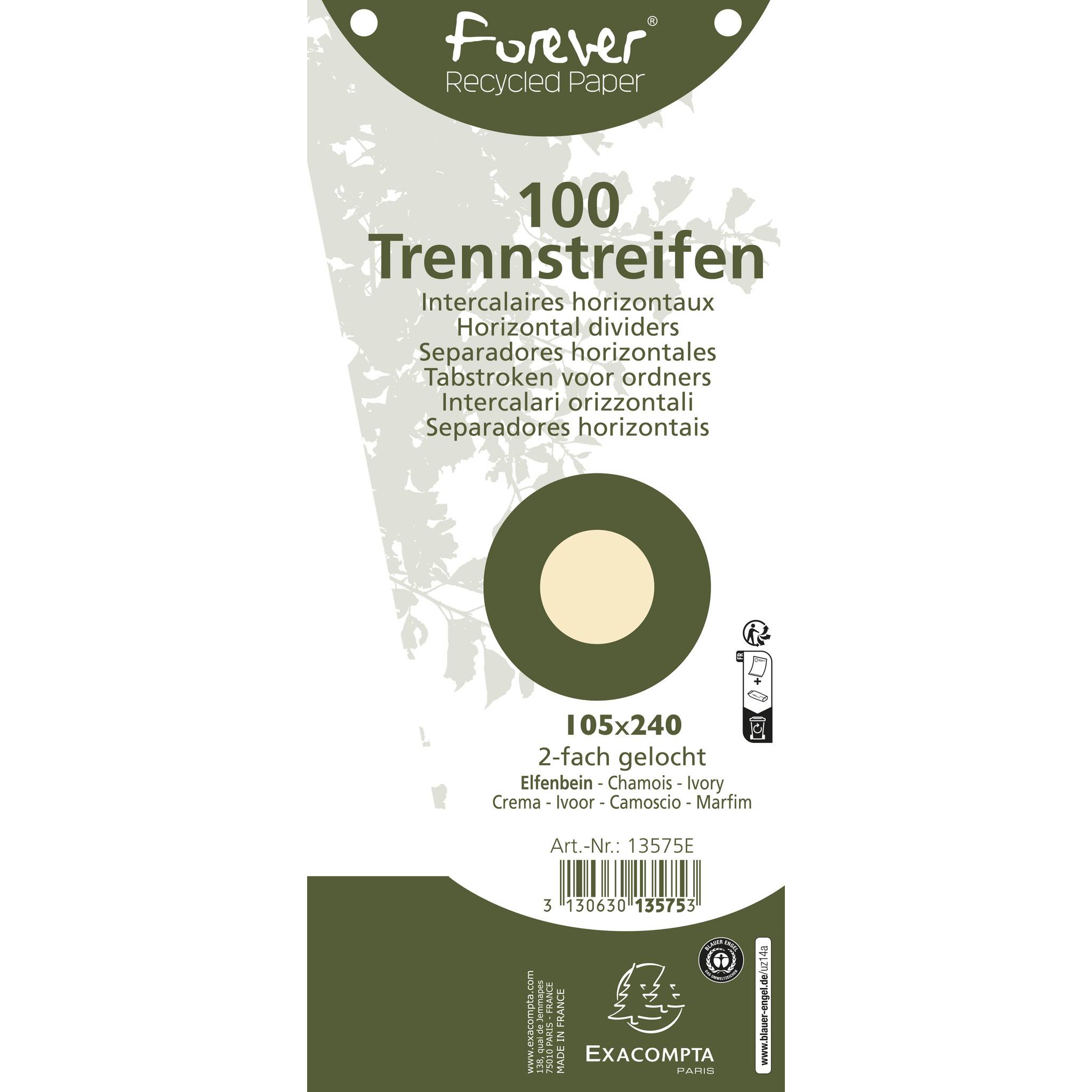 Exacompta 6x Pack 100 Trennstreifen trapez gelocht RC Kart 105x240mm Sand 13575E