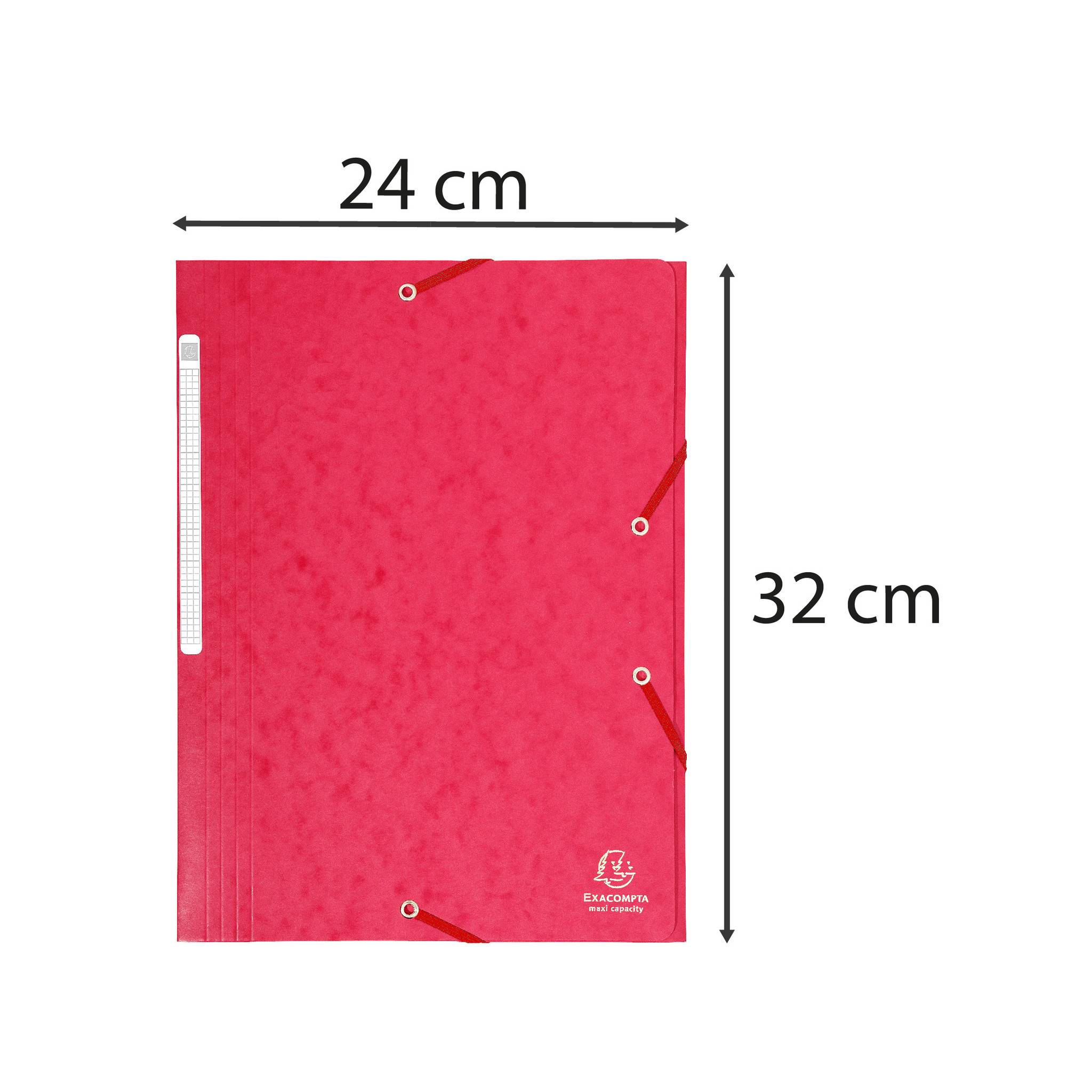 Exacompta 25x Sammelmappe + Gummizug 3 Klappen Karton 425g A4 MAXI Rot 17109H