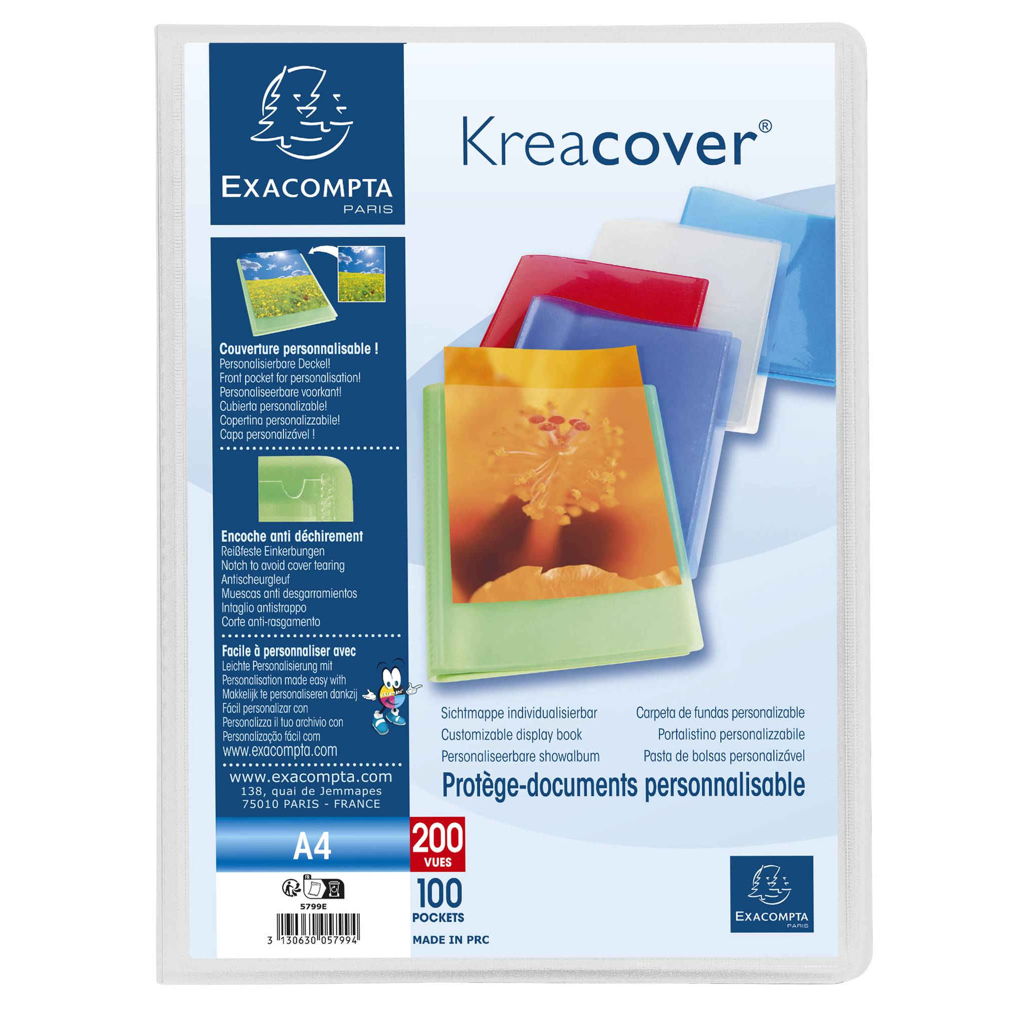 Exacompta 8x Sichtmappe PP 500µ + 100 Hüllen Kreacover , A4, sortiert, 5799E