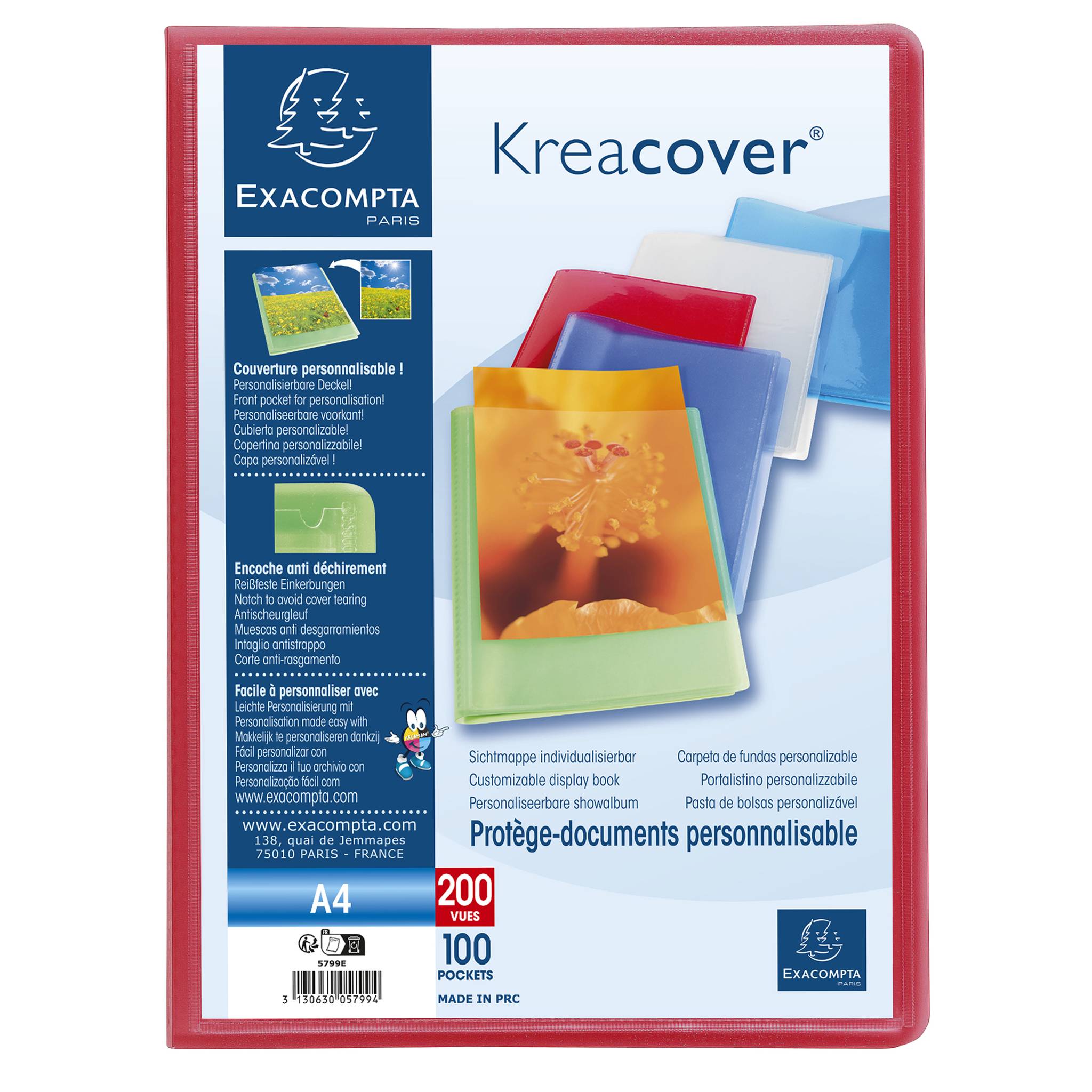 Exacompta 8x Sichtmappe PP 500µ + 100 Hüllen Kreacover , A4, sortiert, 5799E