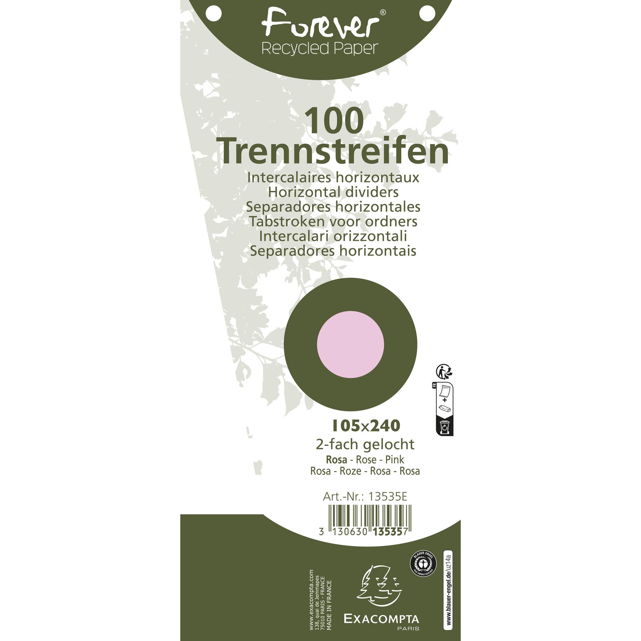 Exacompta 6x Pack 100 Trennstreifen trapez gelocht RC Kart 105x240mm Rosa 13535E
