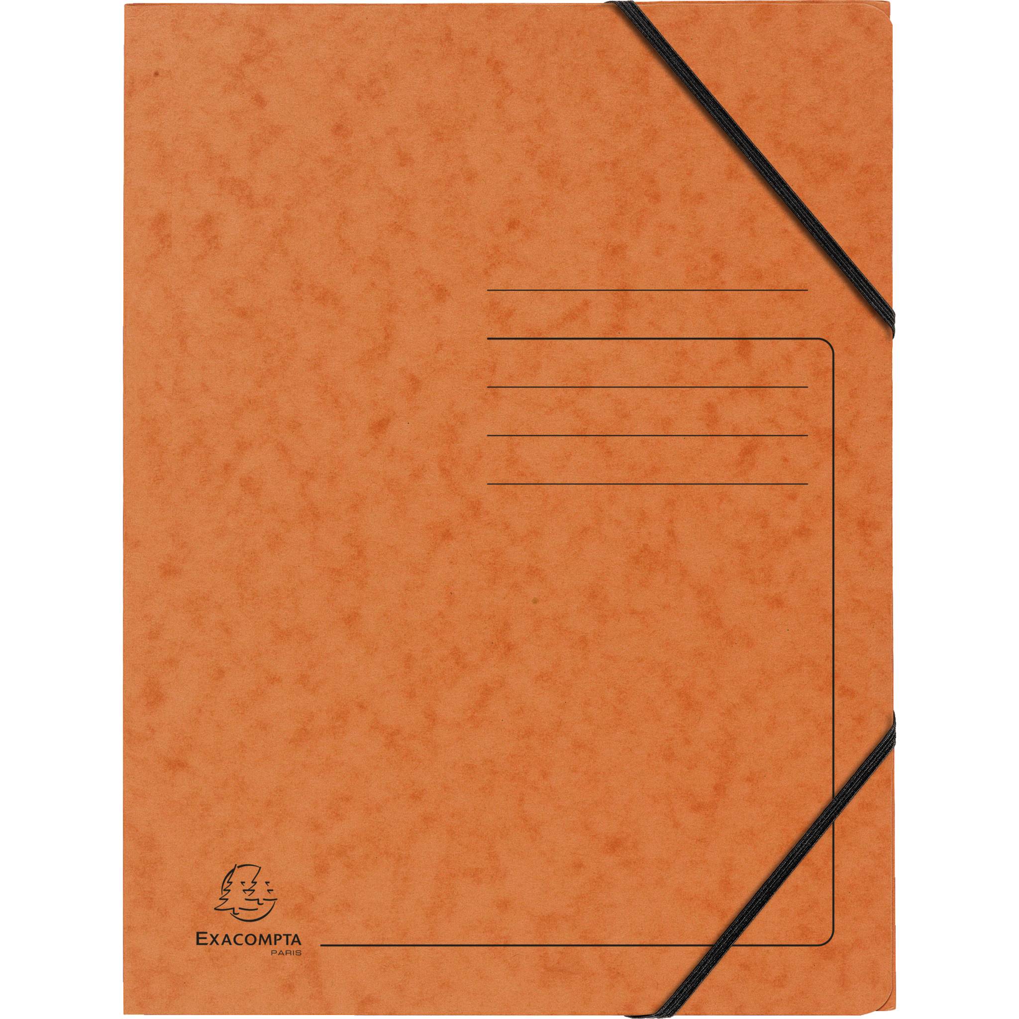 Exacompta 25x Eckspannmappe + Gummizug ohne Klappen, Karton, A4, Orange, 555414E