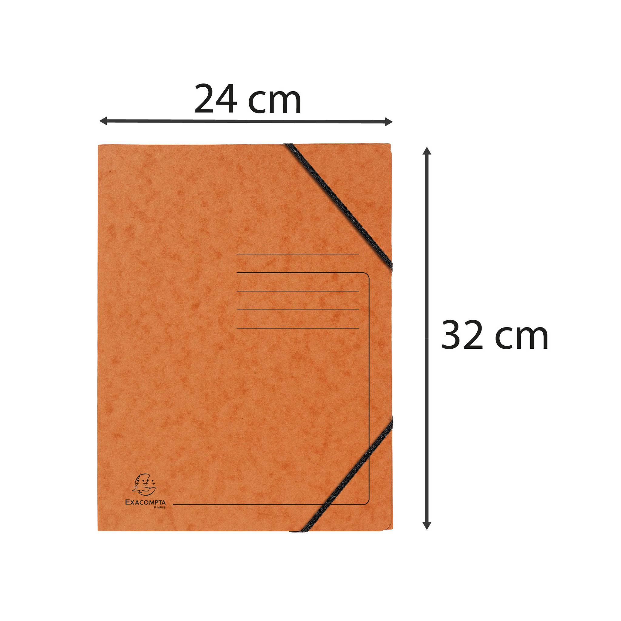 Exacompta 25x Eckspannmappe + Gummizug ohne Klappen, Karton, A4, Orange, 555414E