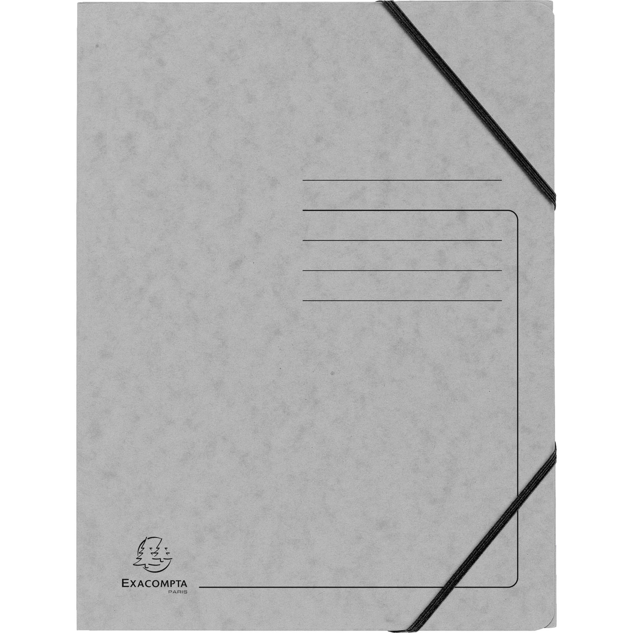 Exacompta 25x Eckspannmappe + Gummizug ohne Klappen, Karton, A4, Grau, 555471E