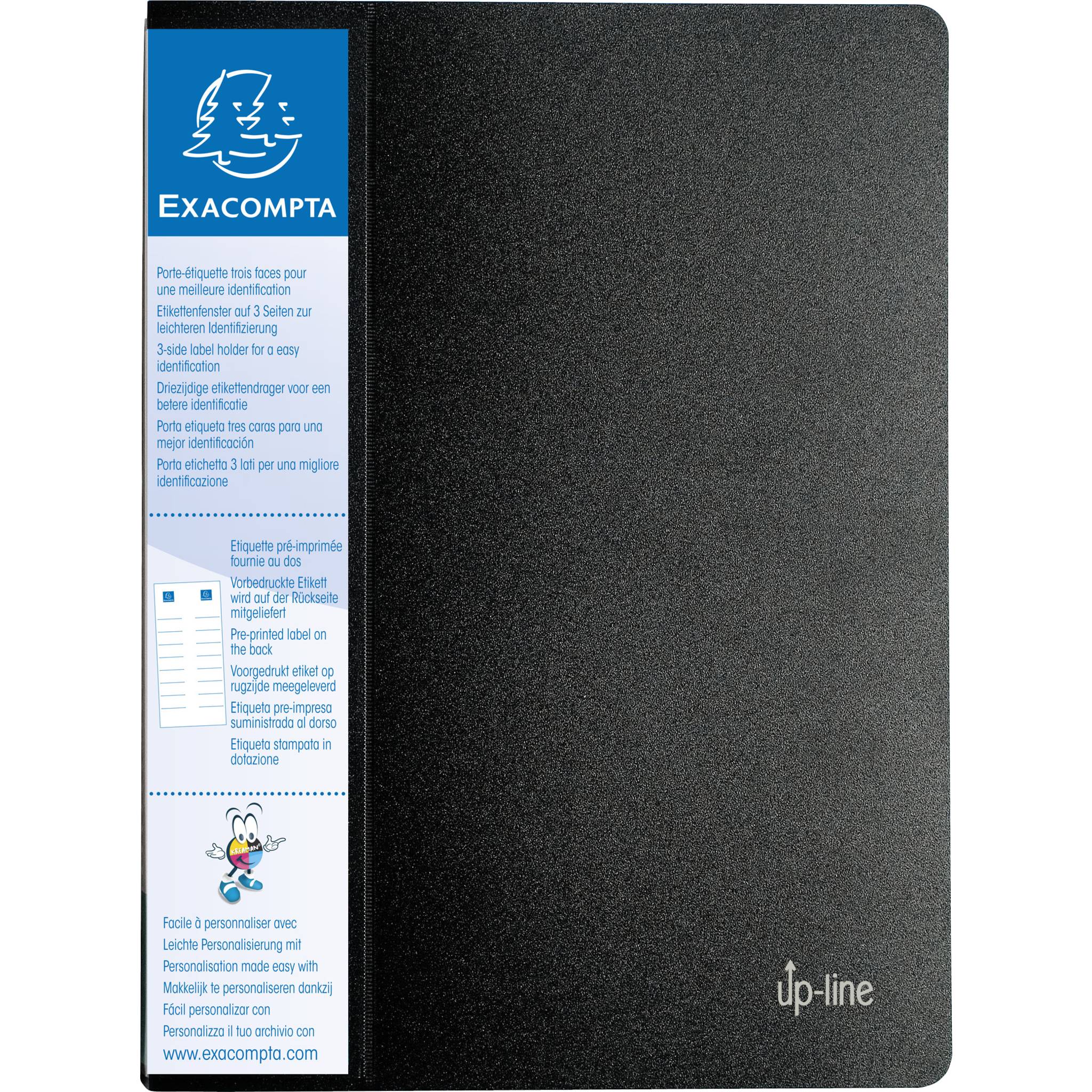 Exacompta 12x Sichtmappe Up Line PP Etikett 3 Seiten 40 Hüllen A4 Schwarz 88401E