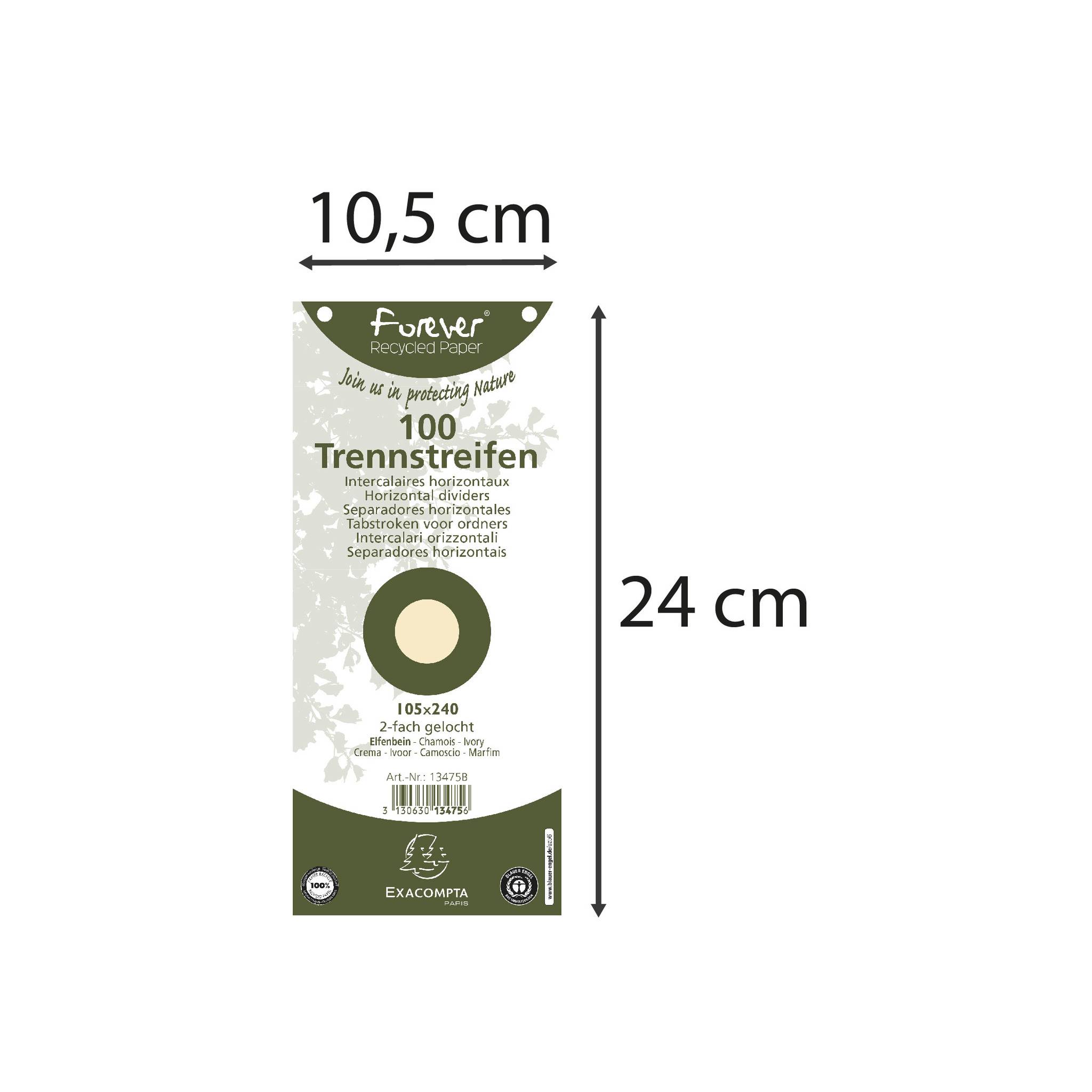 Exacompta 12x 100 Trennstreifen 2-fach gelocht RC Kart 105x240mm Sand 13475B