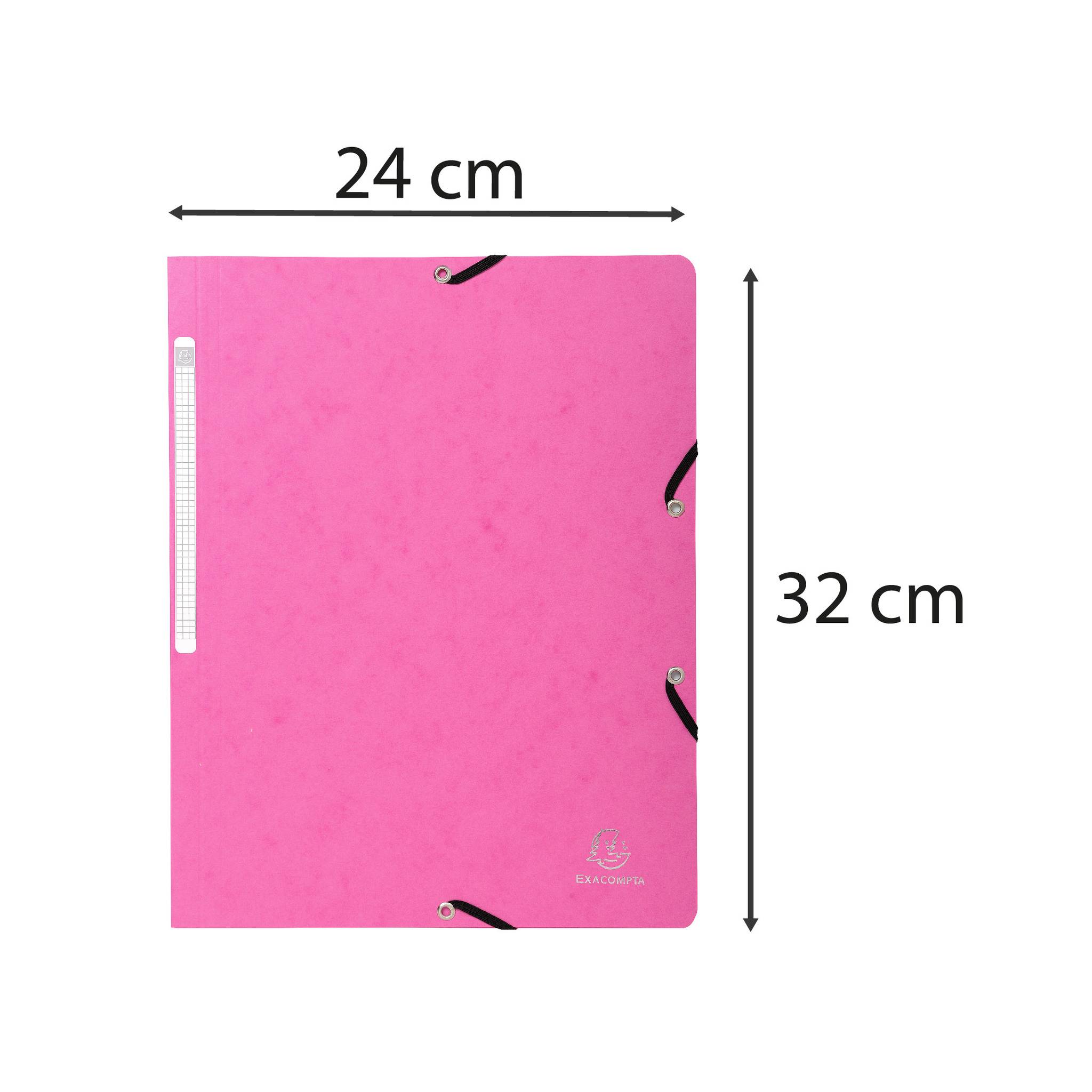 Exacompta 25x Eckspannmappe + Gummizug ohne Klappen, Karton, A4, Rosa, 5560E