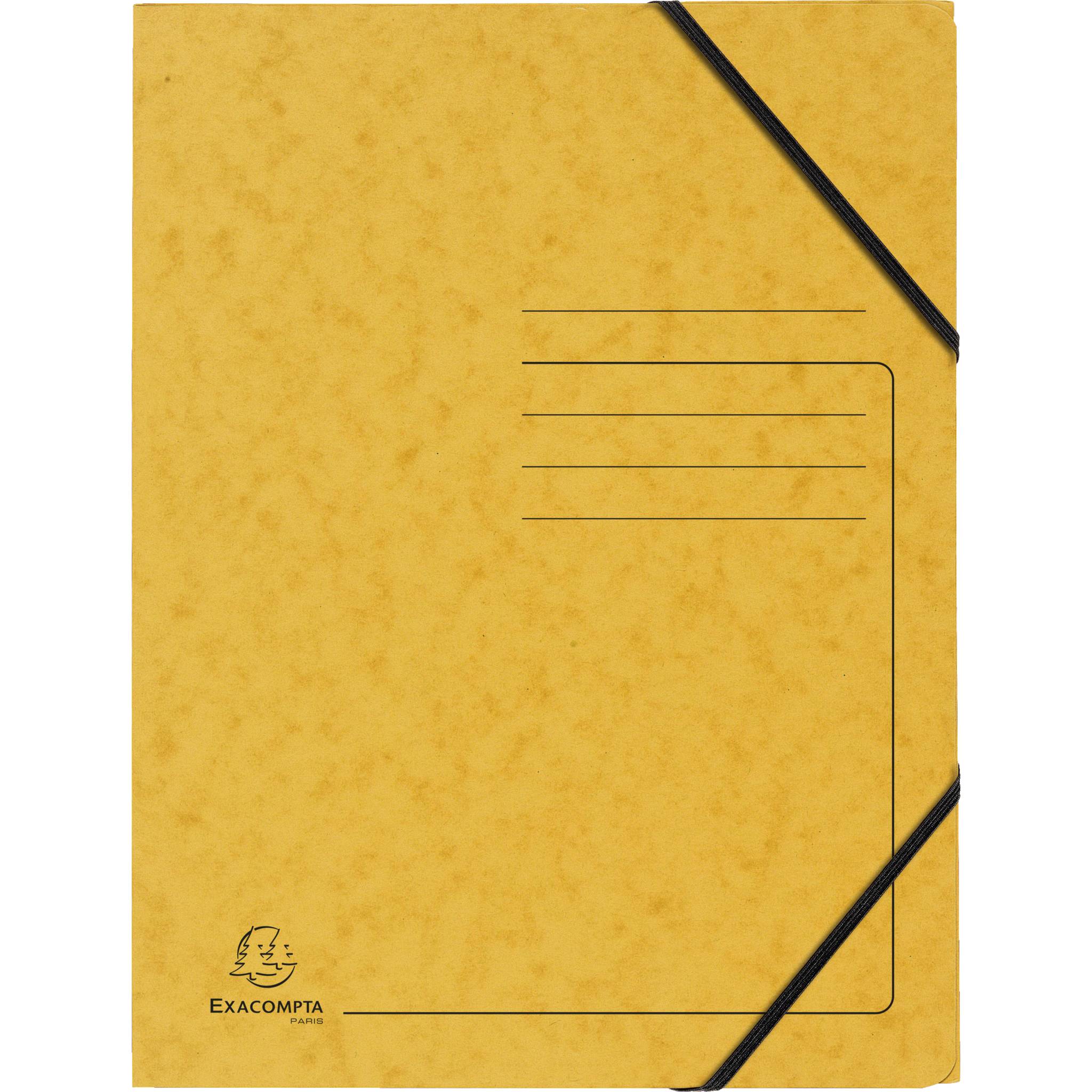 Exacompta 25x Eckspannmappe + Gummizug ohne Klappen, Karton, A4, Gelb, 555419E