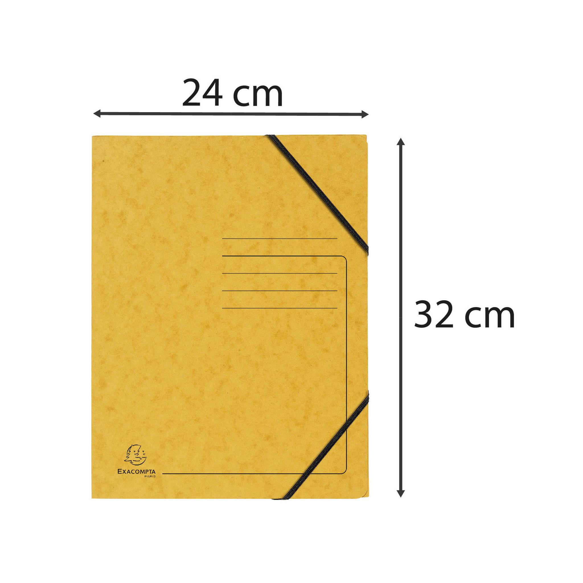 Exacompta 25x Eckspannmappe + Gummizug ohne Klappen, Karton, A4, Gelb, 555419E