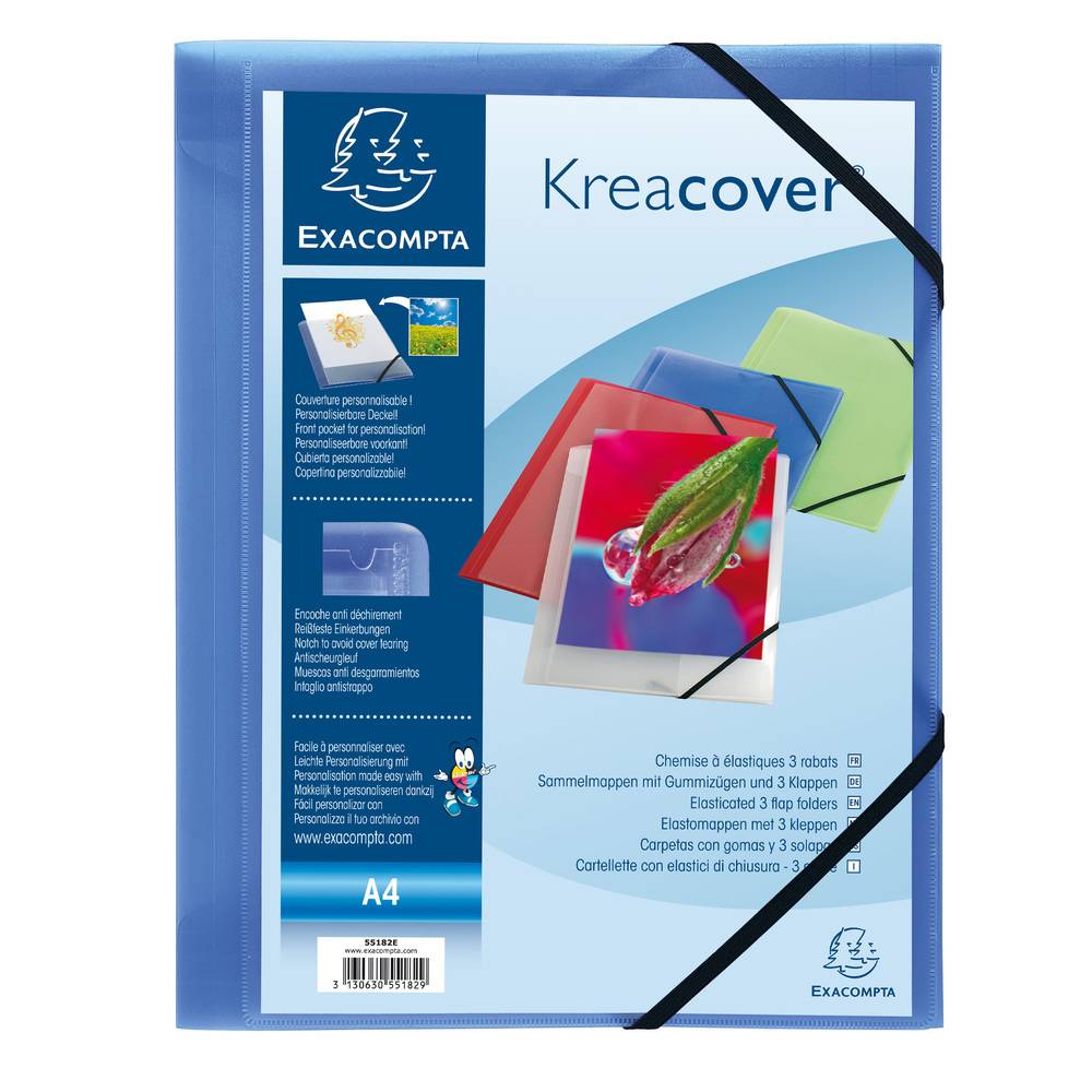 Exacompta 25x Sammelmappe A4 PP 3 Klappen + Gummizug violett sortiert 55189E