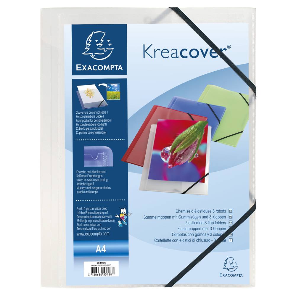 Exacompta 25x Sammelmappe A4 PP 3 Klappen + Gummizug violett sortiert 55189E