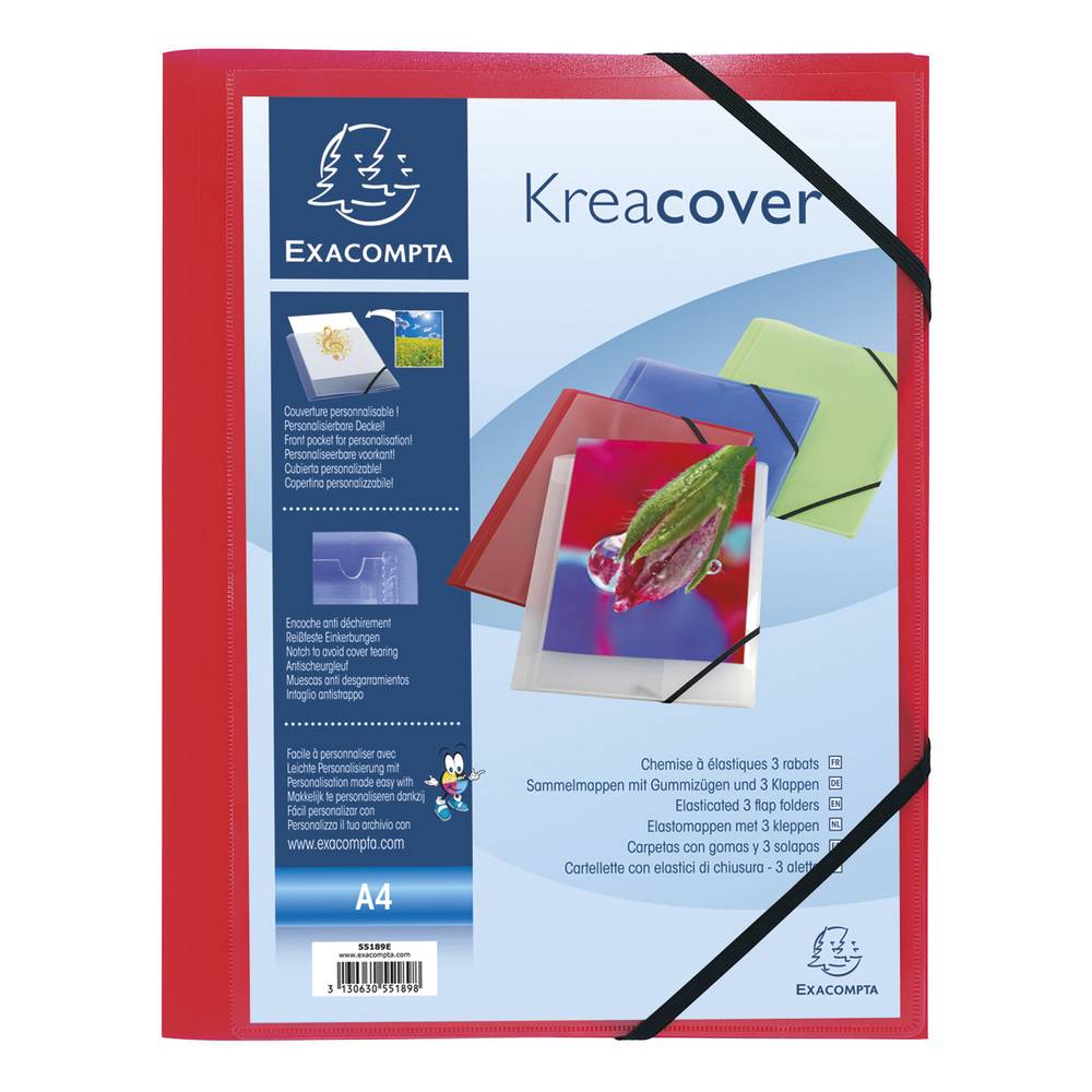 Exacompta 25x Sammelmappe A4 PP 3 Klappen + Gummizug violett sortiert 55189E