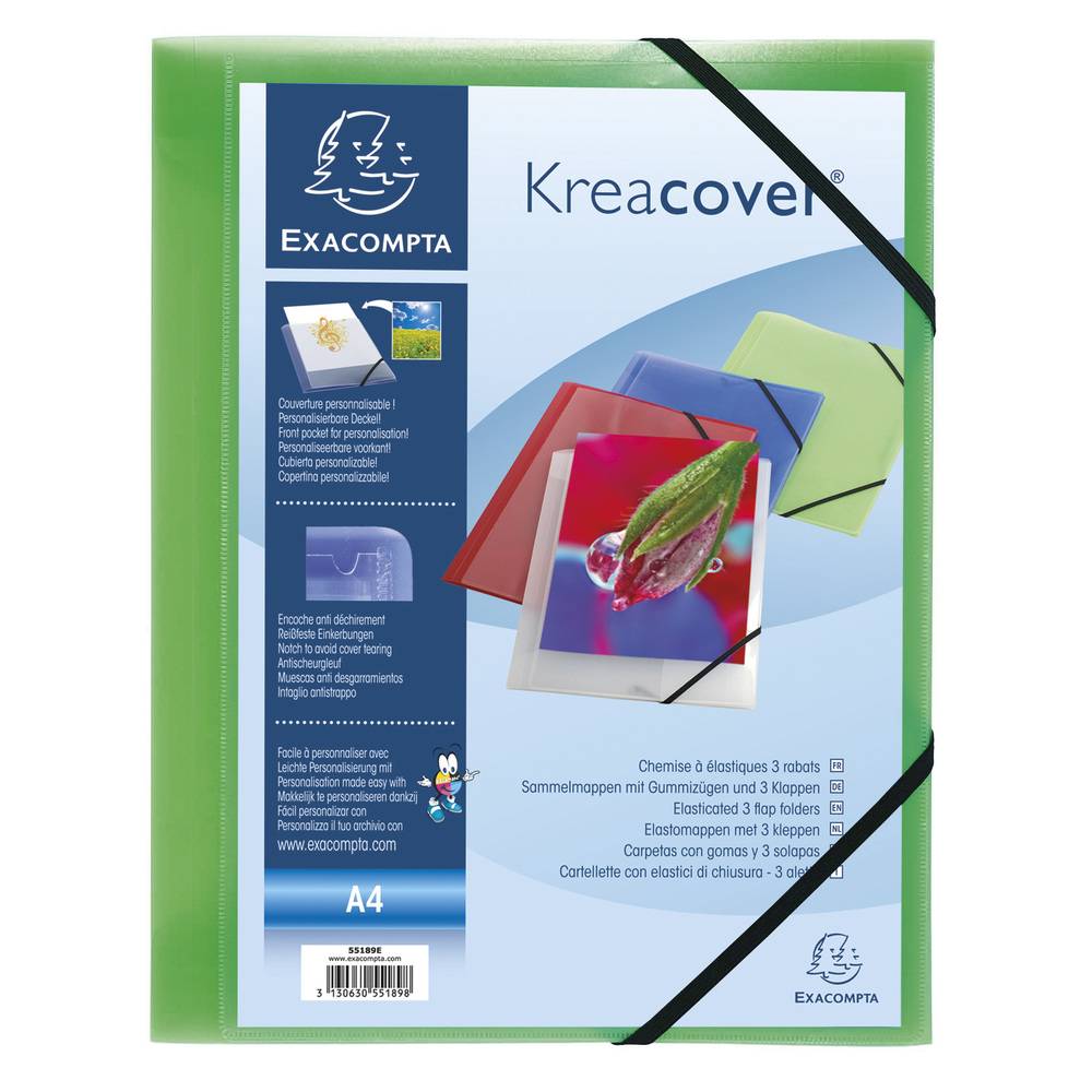 Exacompta 25x Sammelmappe A4 PP 3 Klappen + Gummizug violett sortiert 55189E