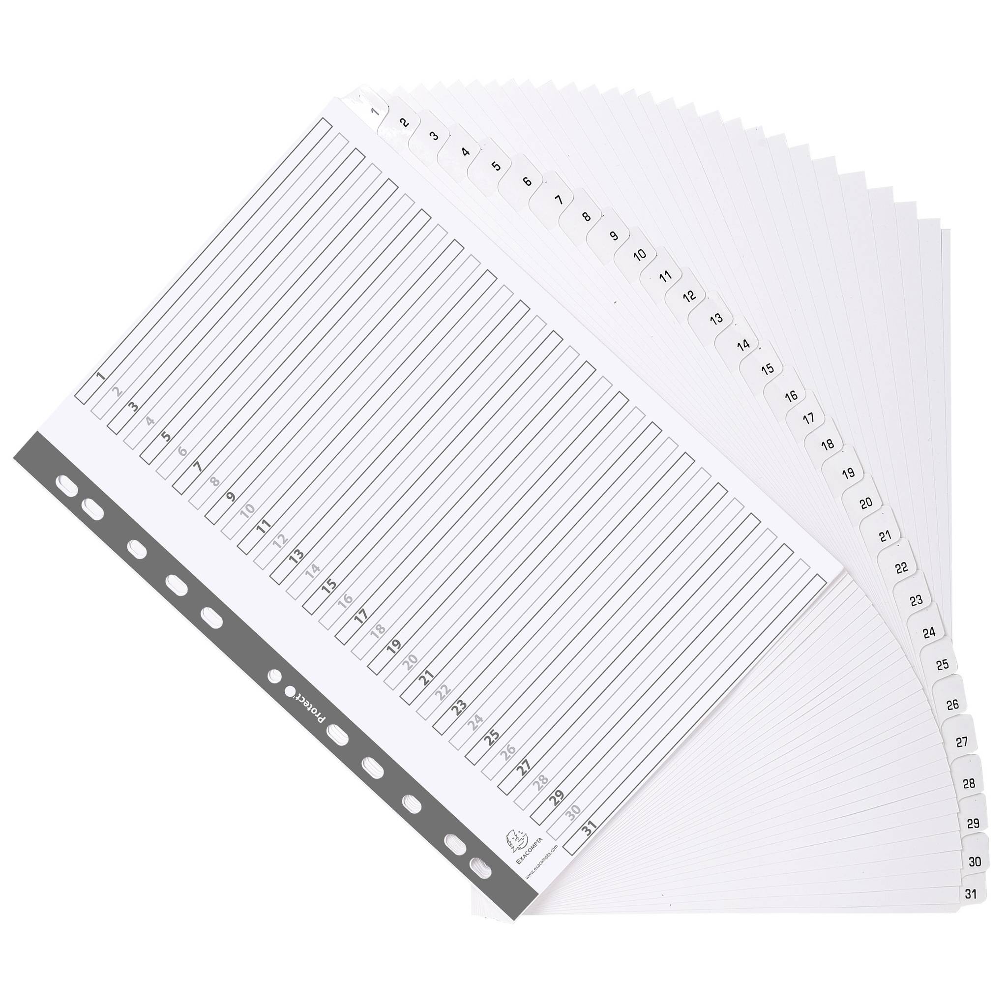 Exacompta 10x Register 31 Taben von 1 bis 31 A4 Weiß MWD1-31Z