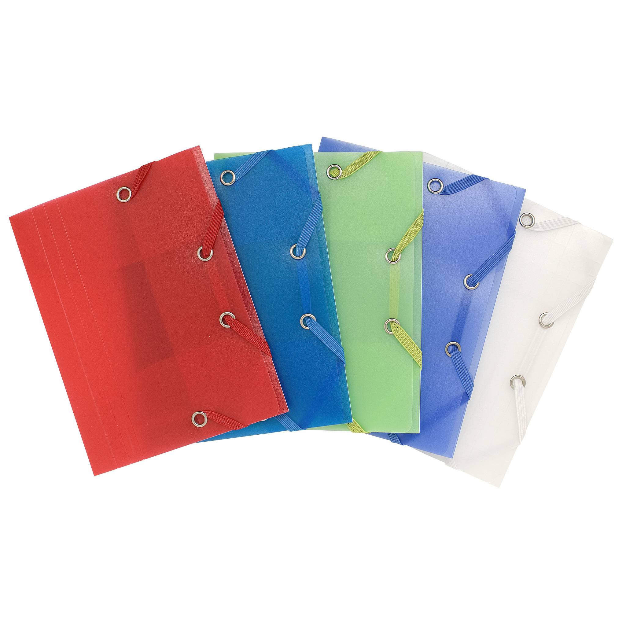 Exacompta 25x Sammelmappe + 3 Klappen, Gummizug PP , 12x16cm, sortiert, 50889E