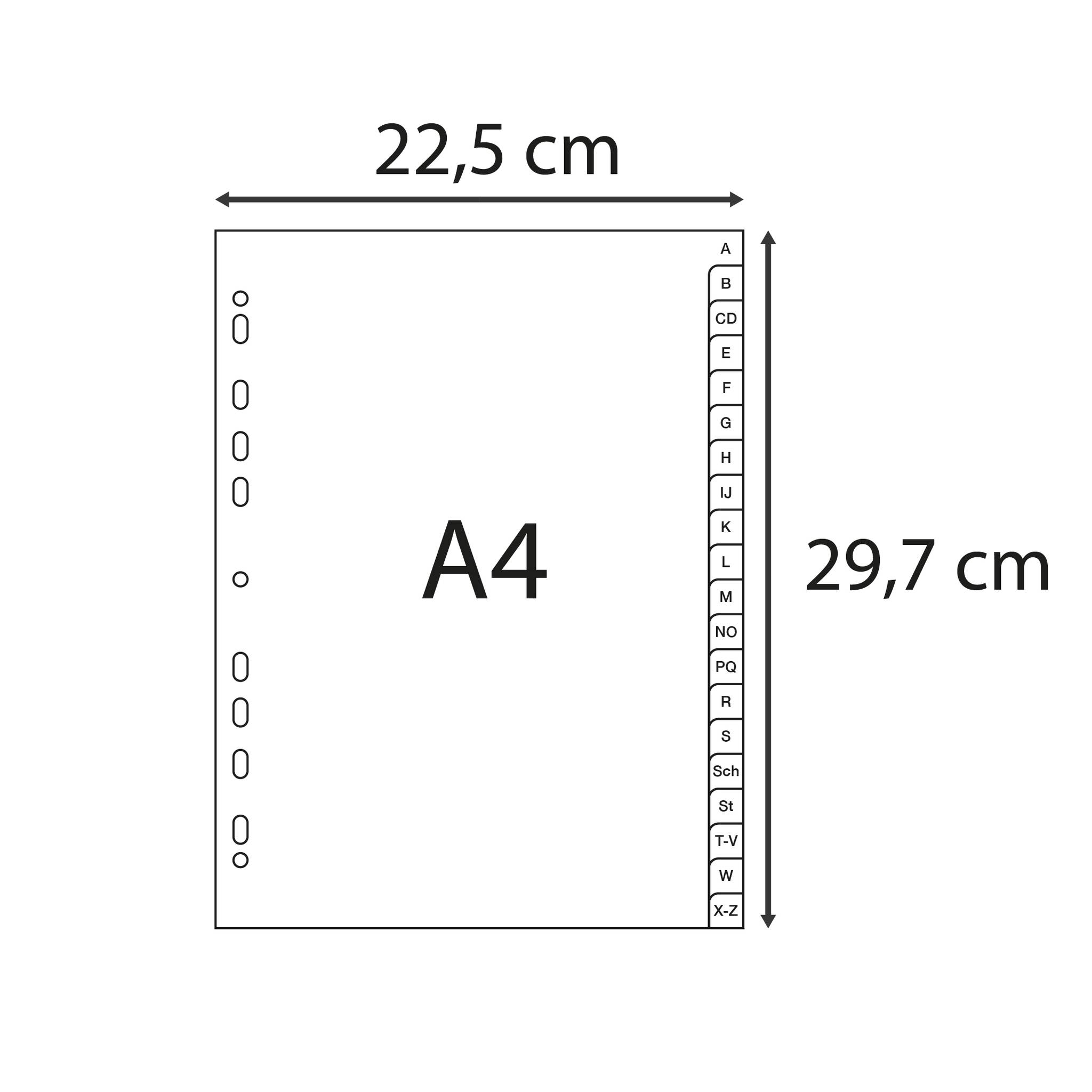 Exacompta 25x Register A4 RC-PP grau 120µ A-Z (inkl. Sch St) 20 Pos Grau 1720B