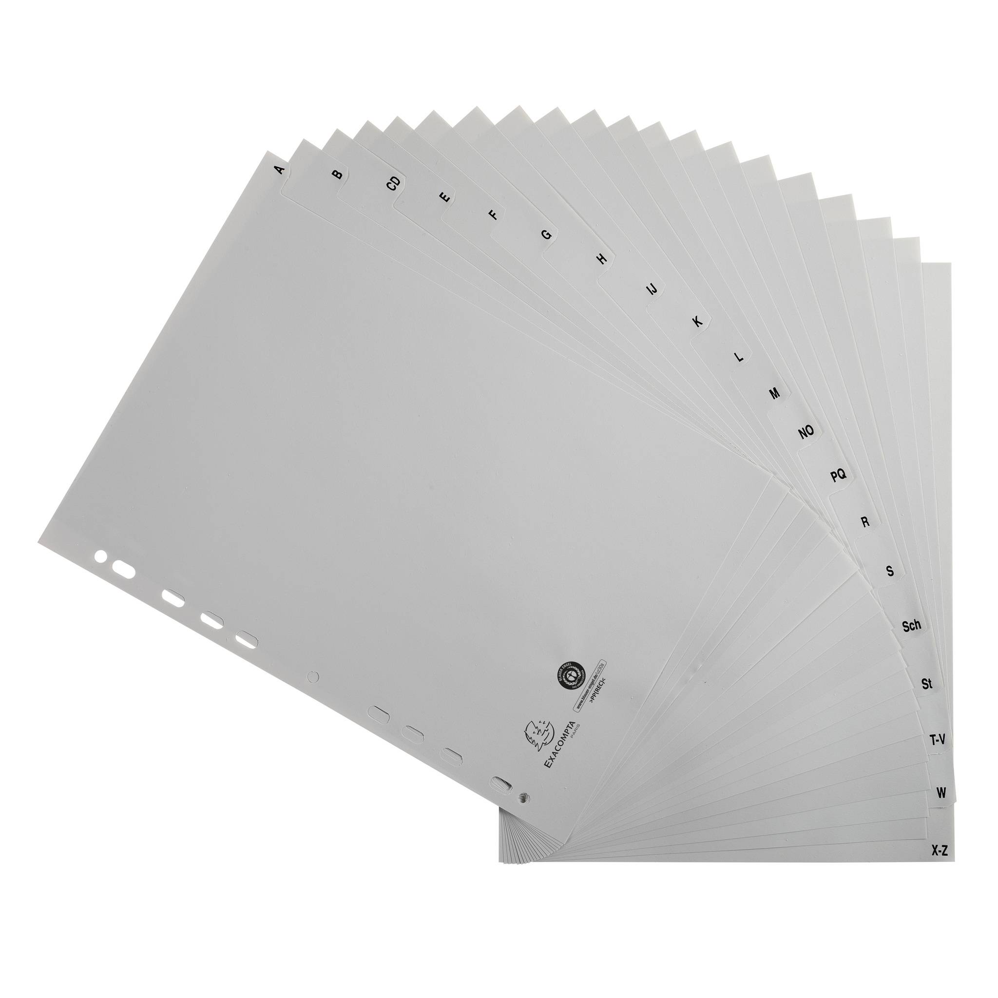 Exacompta 25x Register A4 RC-PP grau 120µ A-Z (inkl. Sch St) 20 Pos Grau 1720B