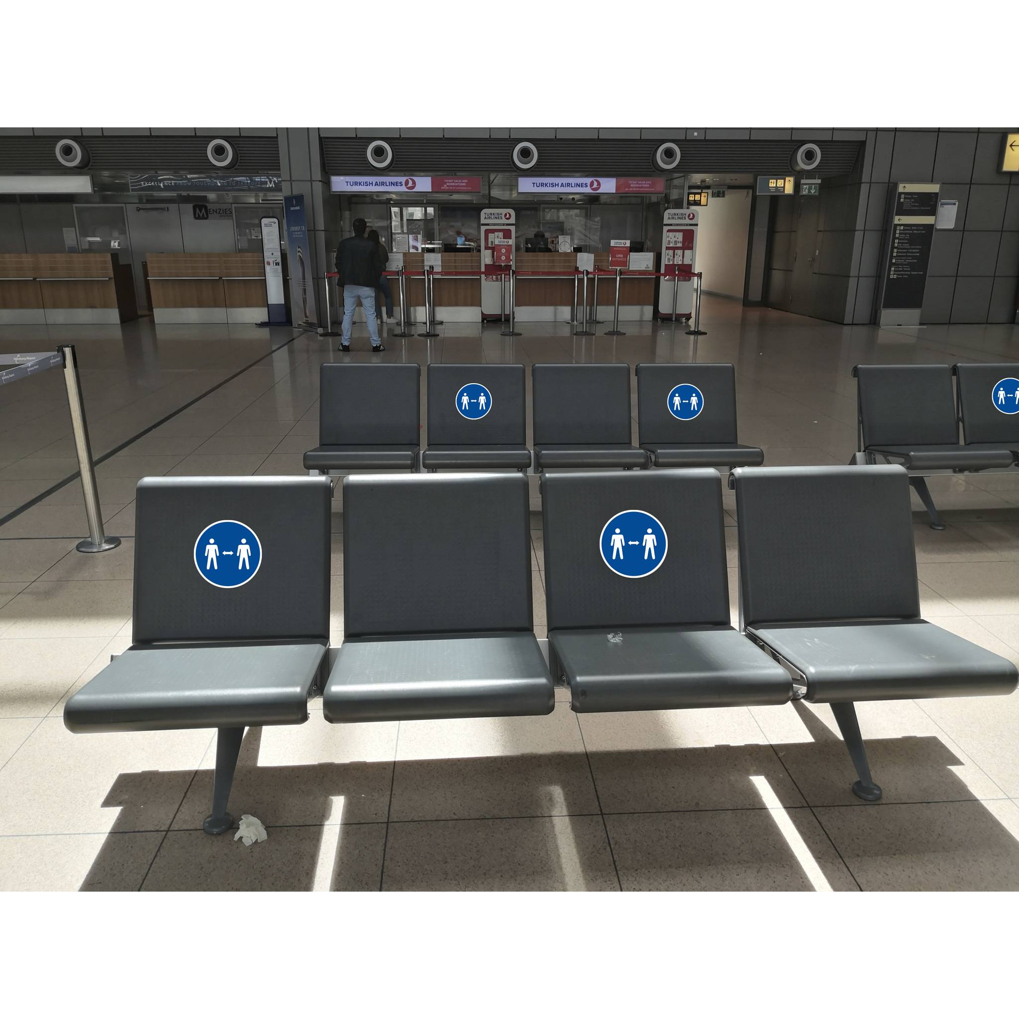 Exacompta Hinweisschild Abstand halten PVC selbstklebend 20 cm Blau 67020E