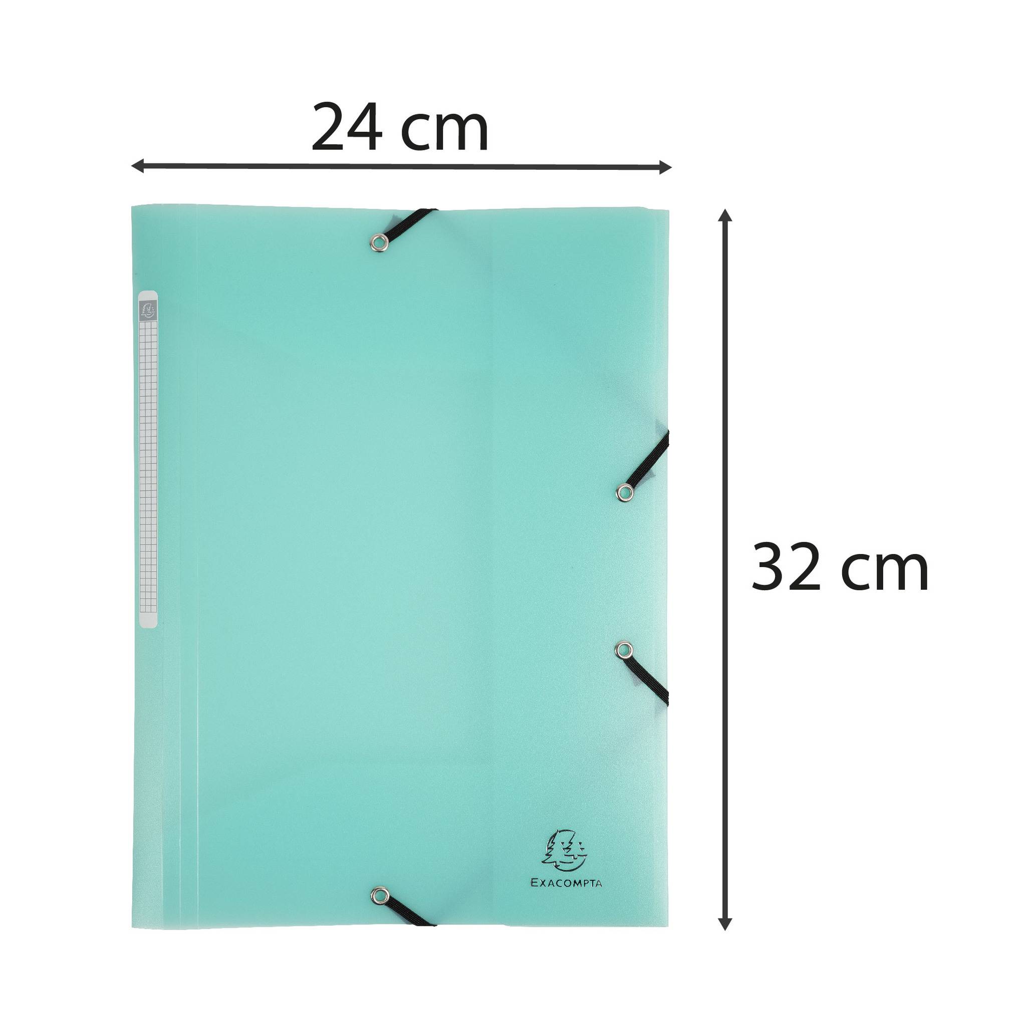 Exacompta 25x Sammelmappe A4 + Gummizug, 3 Klappen, PP, Pastellgrün, 55173E