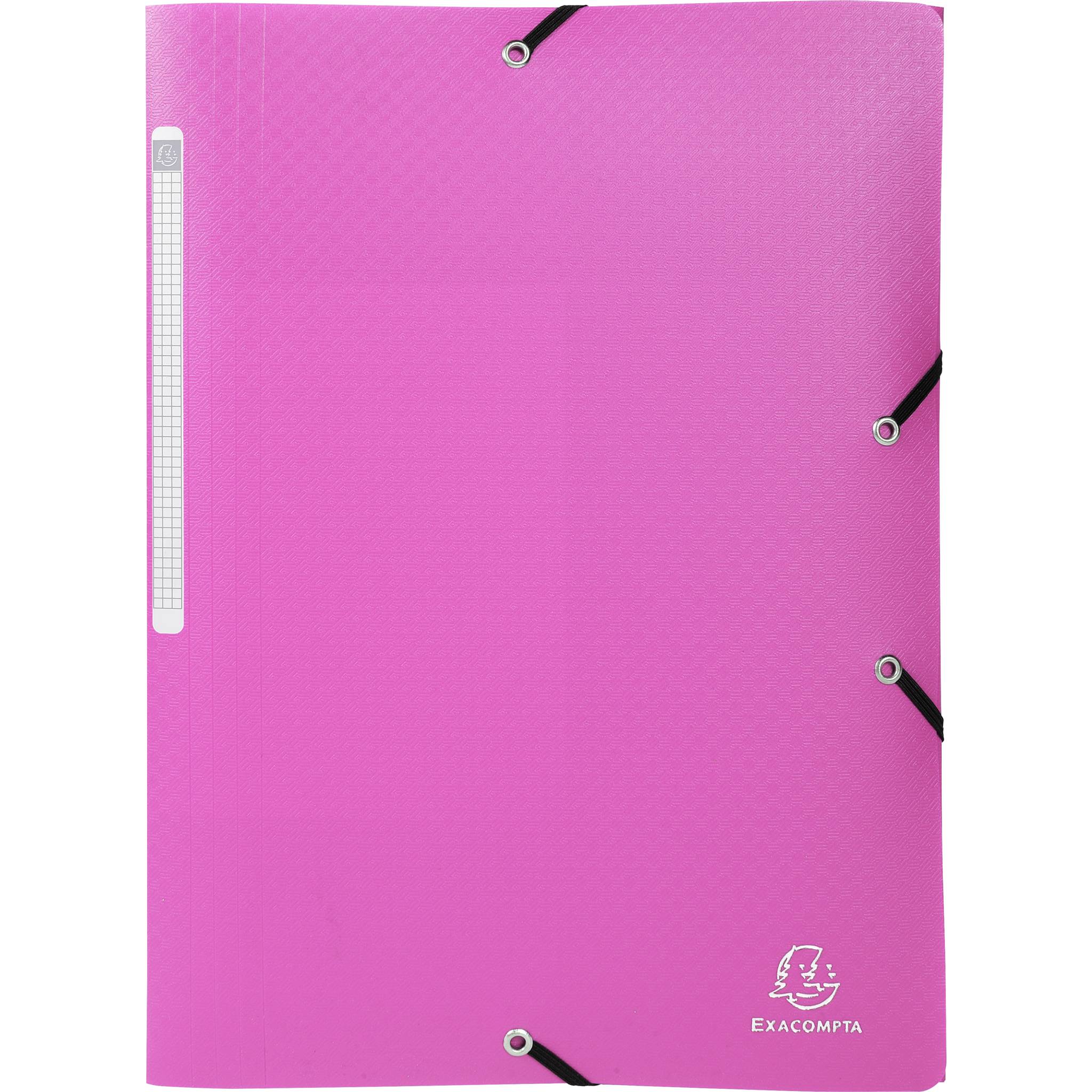 Exacompta 50x Sammelmappe +3 Klappen Gummizug PP 500µ A4 Rosa 55820E
