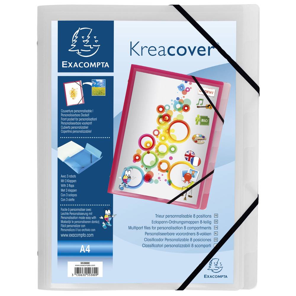 Exacompta 10x Eckspann-Ordnungsmappe 3 Klappen A4 sortiert 55380E