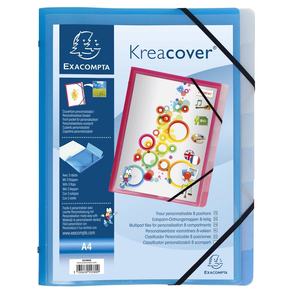 Exacompta 10x Eckspann-Ordnungsmappe 3 Klappen A4 sortiert 55380E