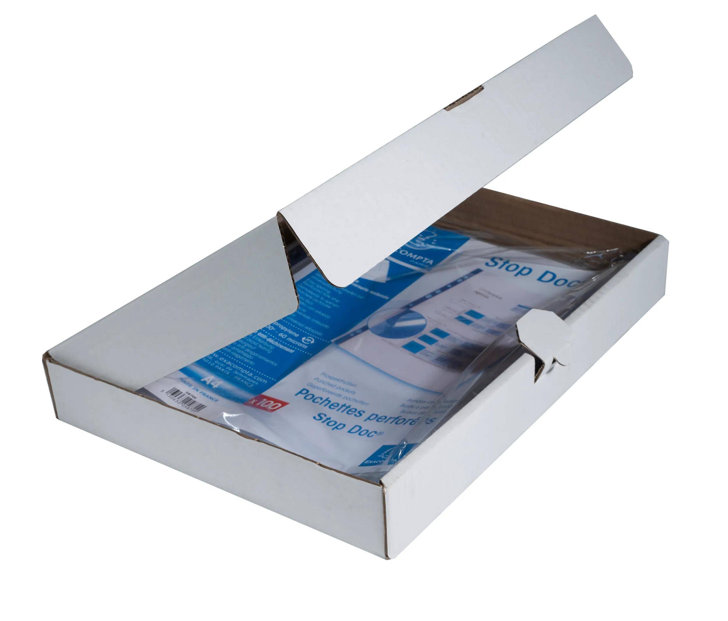 Exacompta 4x 25 Prospekthüllen gelocht Stop Doc glattem PP 60µ A4 Kristall 5875E