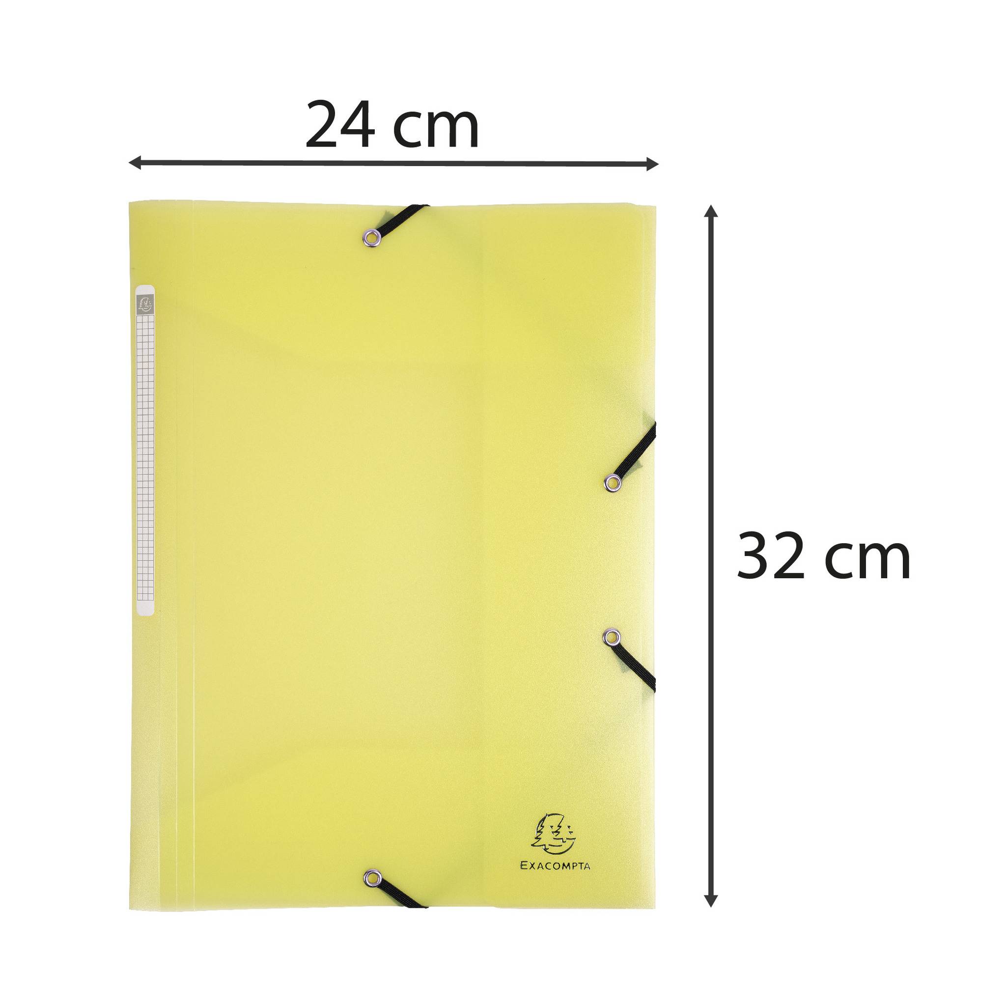 Exacompta 25x Sammelmappe A4 + Gummizug, 3 Klappen, PP, Gelb, 55179E