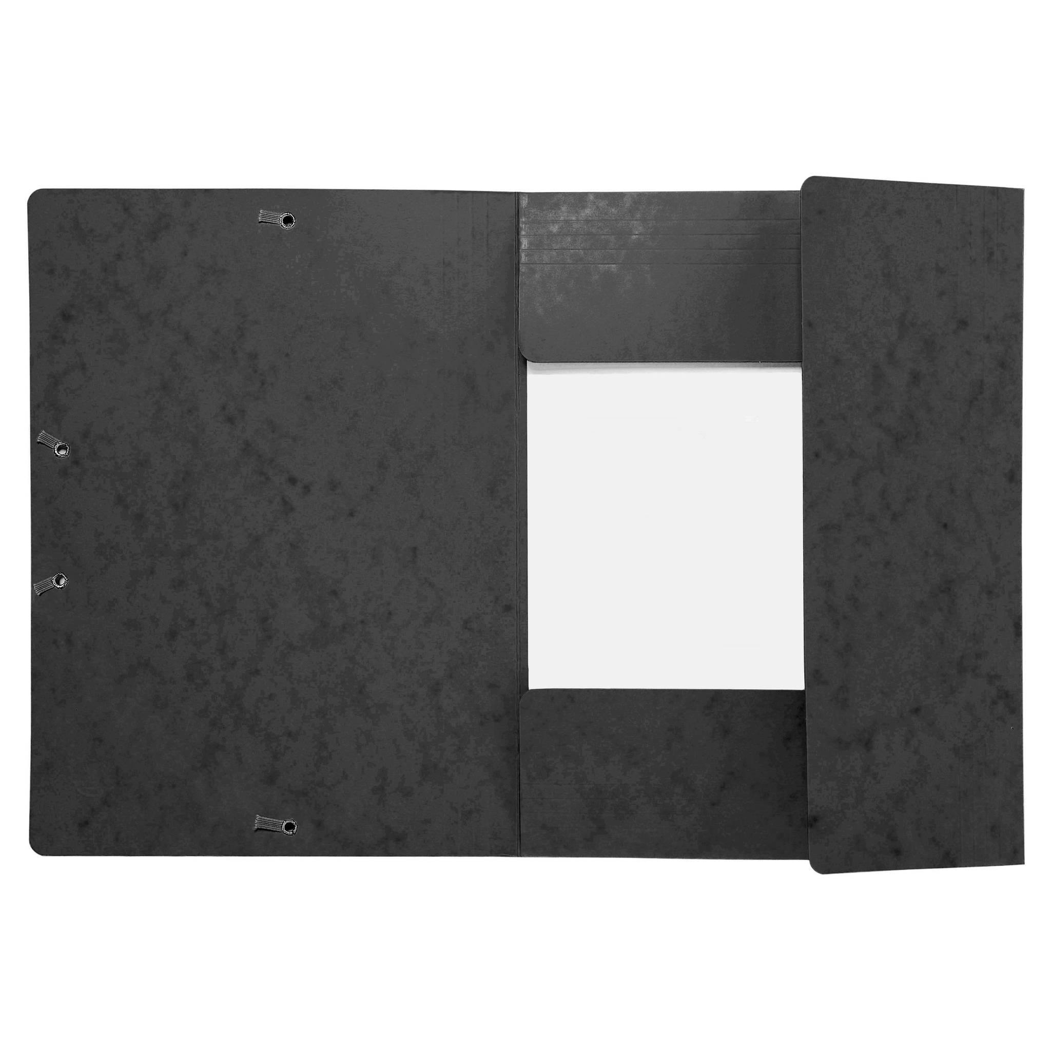 Exacompta 25x Sammelmappe +Gummizug 3 Klappen Karton 425g A4 MAXI Schwarz 17116H