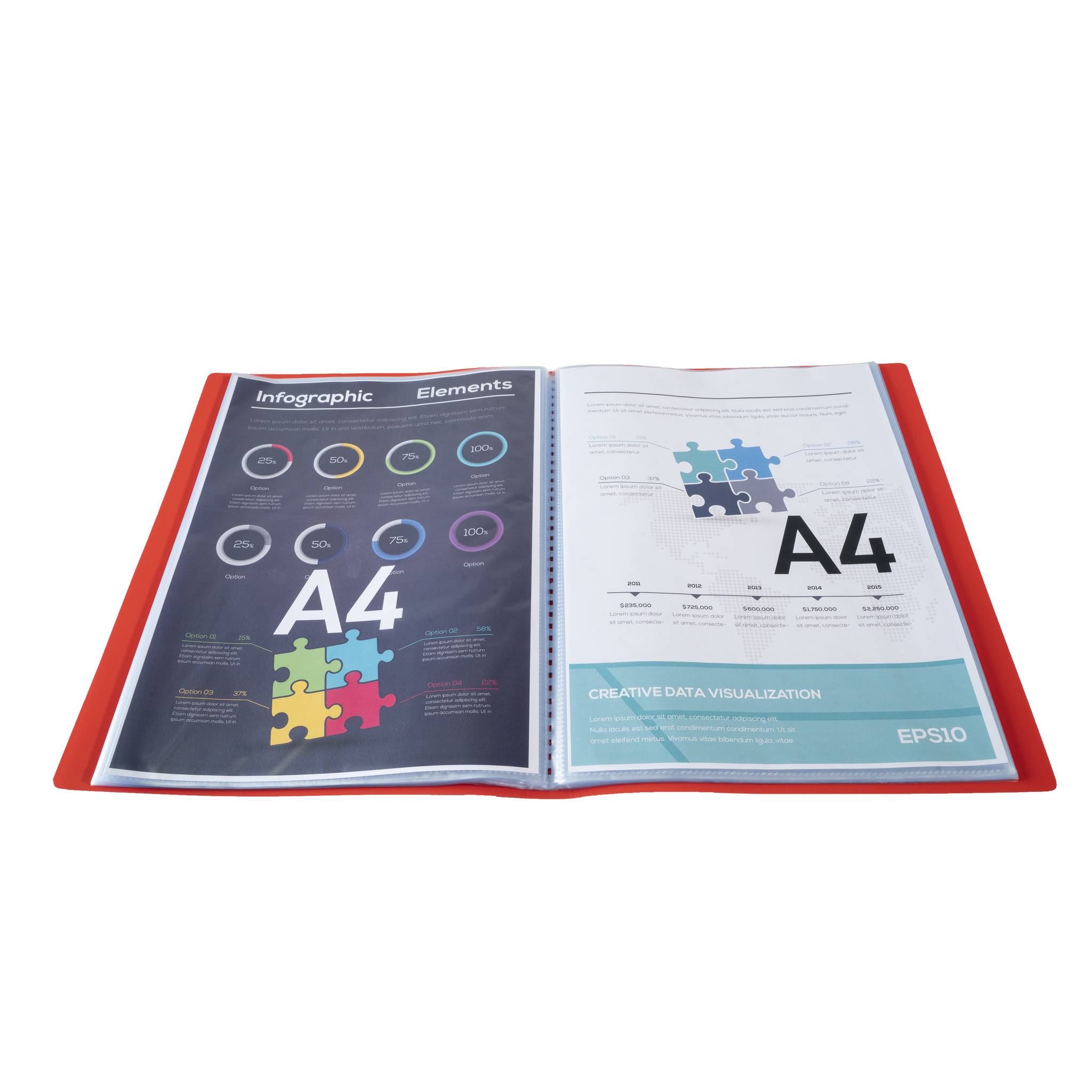 Exacompta 8x Sichtmappe A4 flexiblem Polypropylen, opak, 80 Hüllen, Rot, 8585E